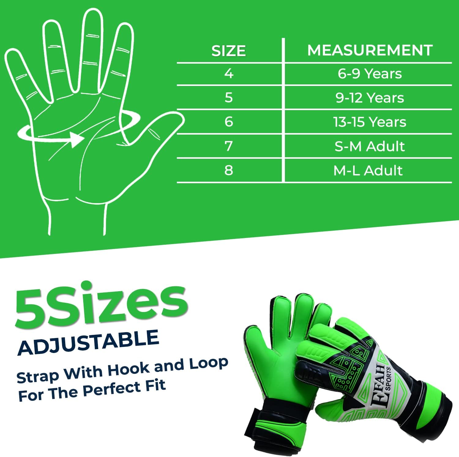 Soccer Goalkeeper Gloves for Kids Boys Children Youth Football Goalie Gloves with Fingersave and Double Wrist Grips