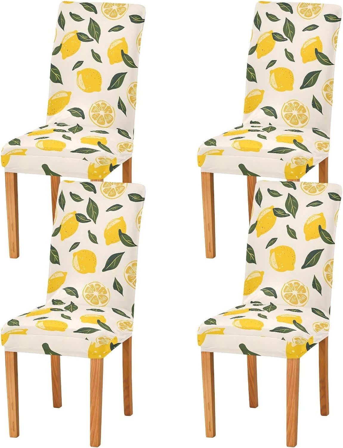 ALAZA Chair Covers for Dining Room, Lemon Print Seamless Stretch Chair Cover Sets Chair Protector Removable Washable for Ktichen Restaurant Hotel