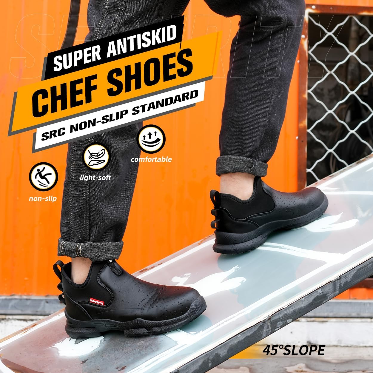 Men's Anti-Slip and Waterproof Work Shoes Comfortable Slip-on Shoes for Kitchen and Restaurant - Image 6