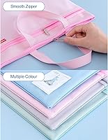 Vista 4 de Calculadora de escritorio de bolsillo de tamaño pequeño y bolsa de archivos impermeable de doble bolsillo grande con asa