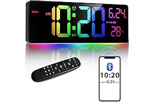 16" Bluetooth Large Digital LED Wall Clock, 10 RGB Colors Big Digital...
