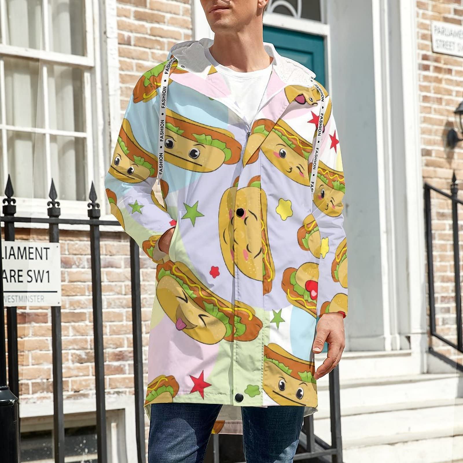 Amazon | ホットドッグの絵文字 男性用ジャケット 冬の暖かいウインド