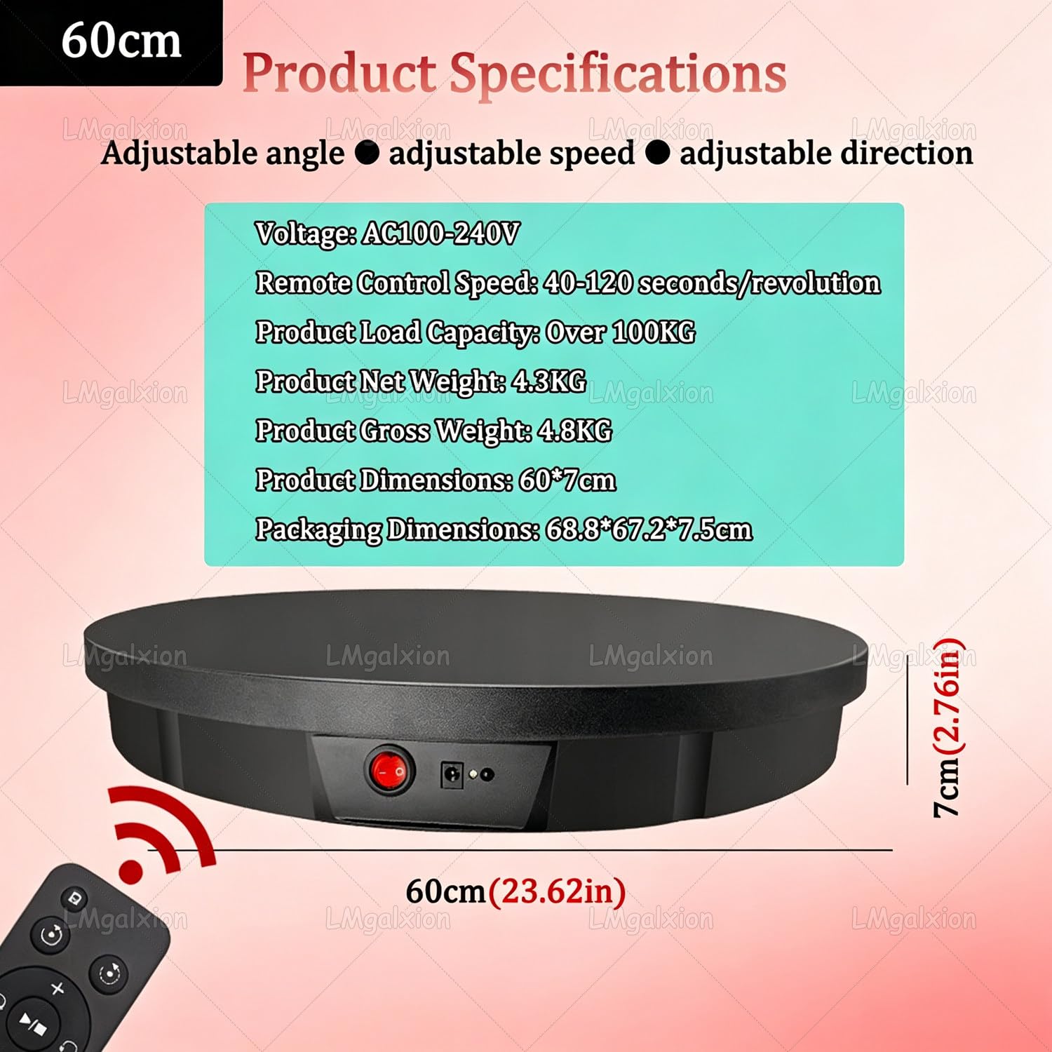 Robuster Elektrischer Drehteller (52 cm / 60 cm) Black-60cm