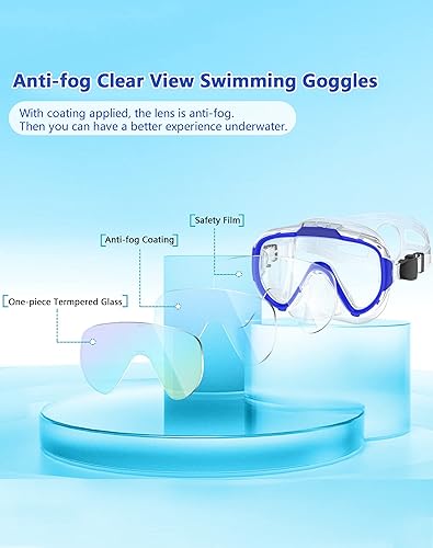Miniatura 6 de Norabidea Gafas de natación para adultos, paquete de 2 gafas de buceo antivaho, máscara de natación de vidrio templado con cubierta de nariz
