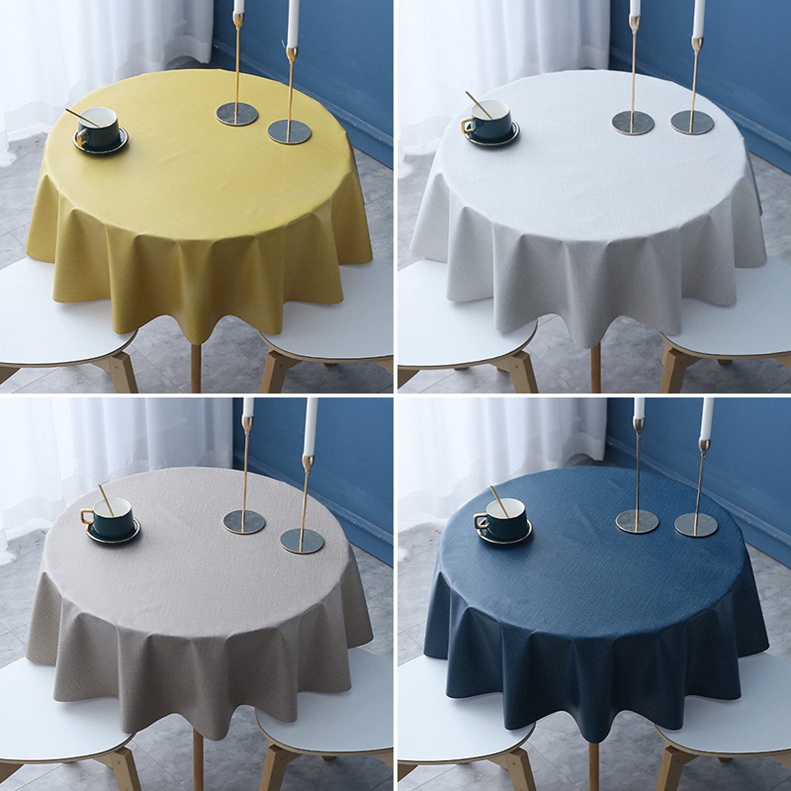 Manteles Mesa Antimanchas Impermeable Cloruro de Polivinilo Nórdico o para Cocina Comedor Beige a Circulo Diámetro 180cm