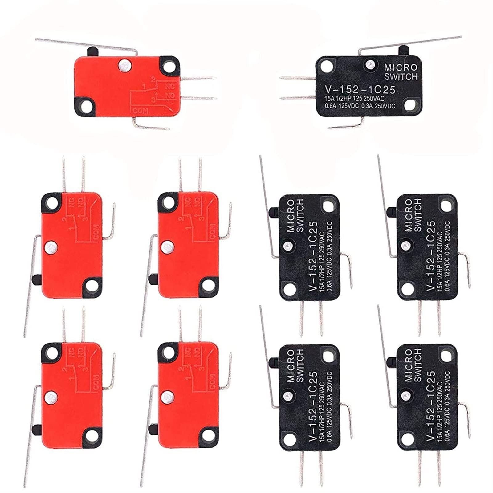 Micro interrupteur V-152-1C25 SPDT à contact instantané 1NO 1NC pour switch de borne arcade, lot de 10