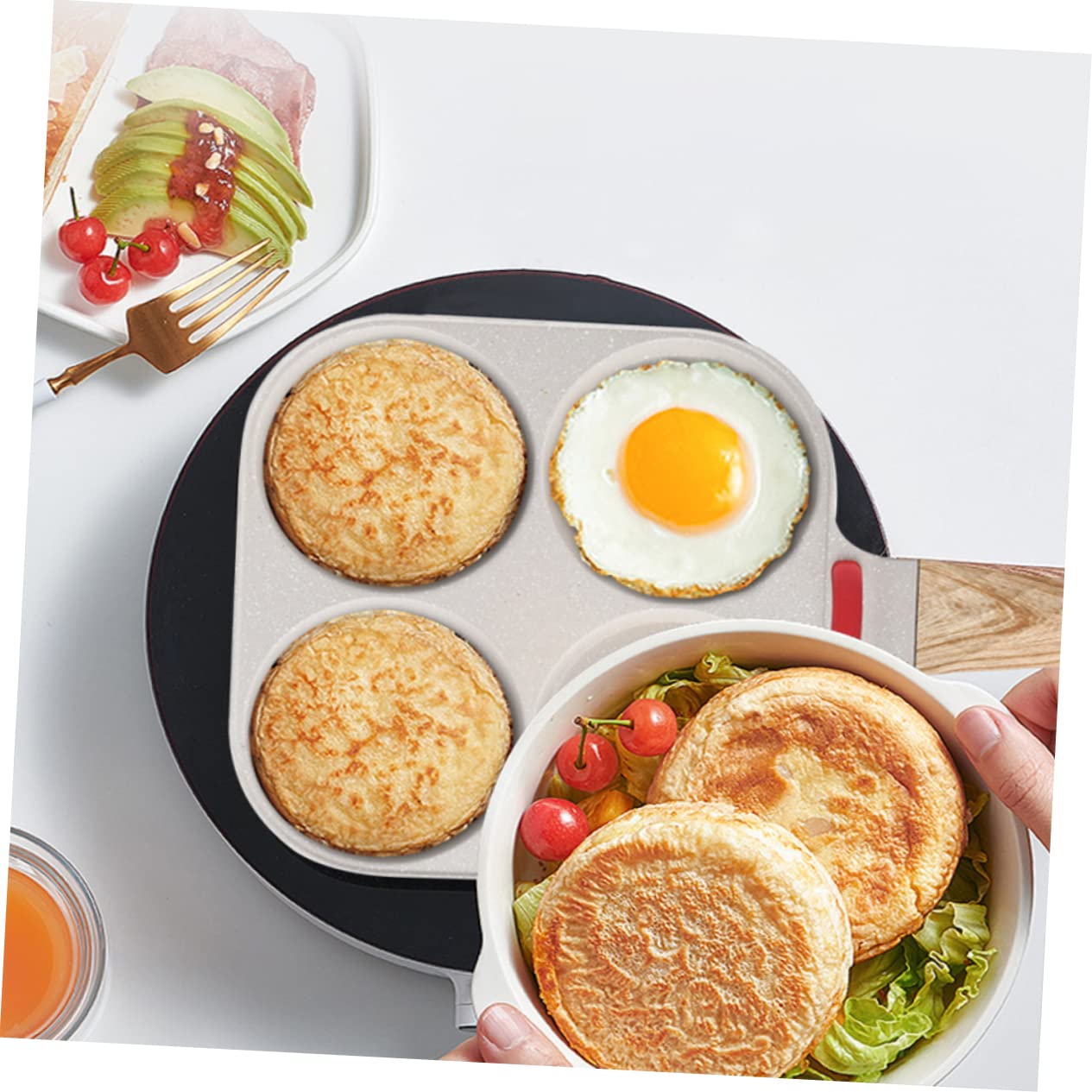 GRIRIW 4 Egg Frying Pan Japanese Style Egg Pan for Pancake Maker Non-stick Design