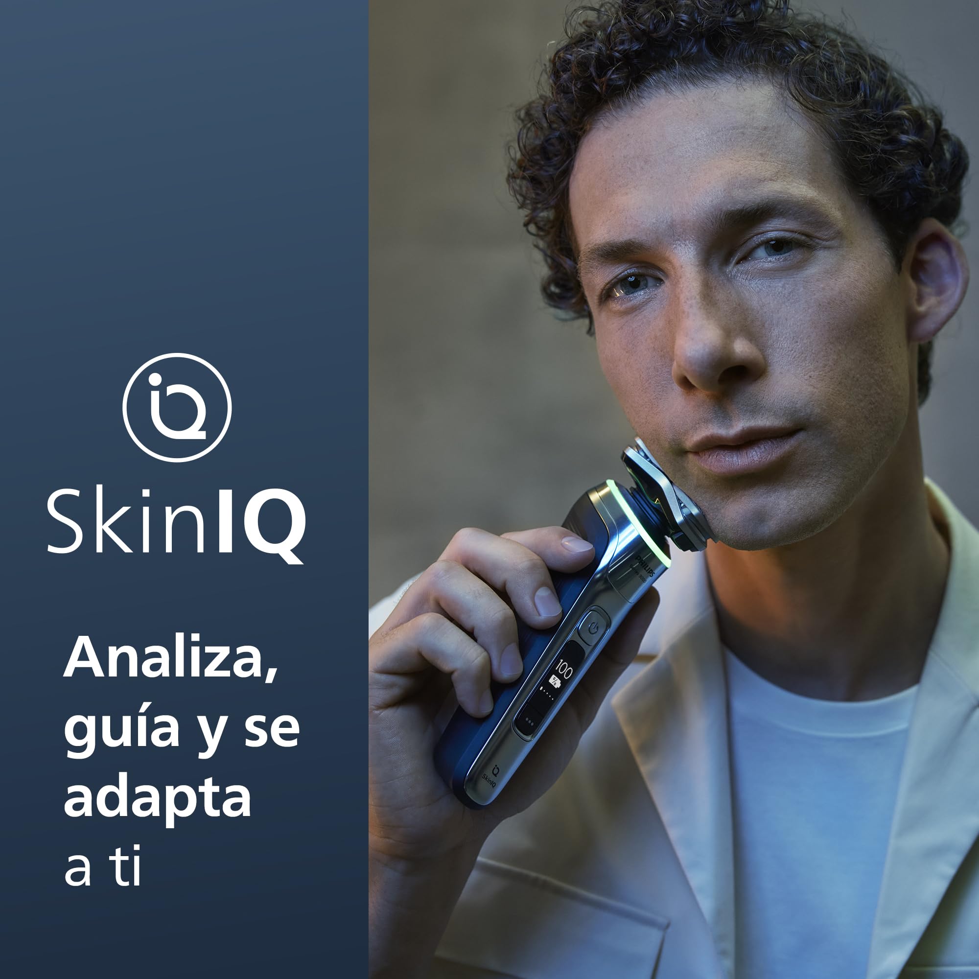 Philips Serie 9000 Afeitadora Eléctrica Hombre, Máquina de Afeitar Barba con Recortadora, 72 cuchillas, Para piel sensible, 60min de uso, En Seco y Húmedo, Recargable, Base Carga, S9975/35, Cromo