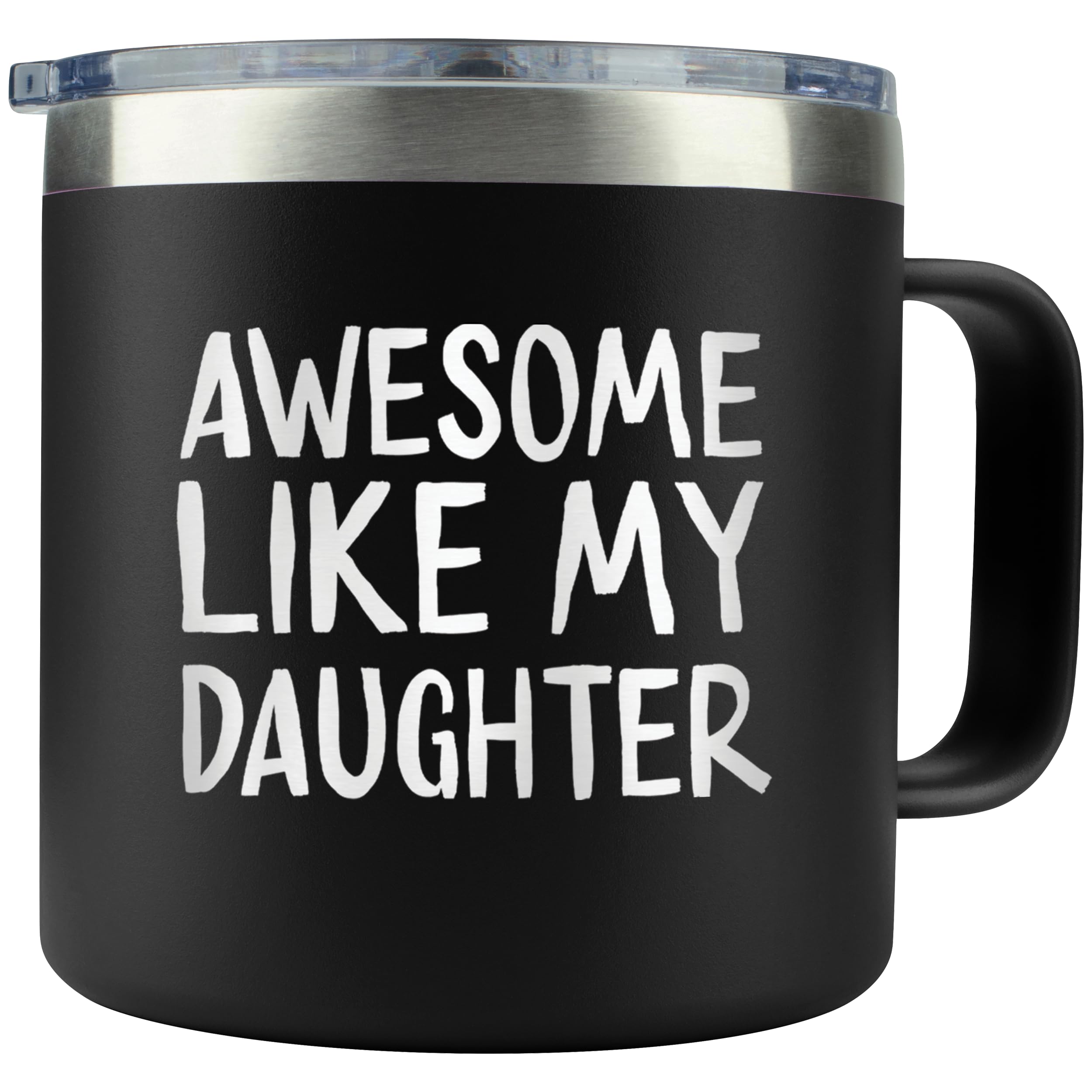 Dad Gifts for Fathers Day Cup - Awesome Like My Daughter Black Tumbler 14 Ounce Birthday Gift, Father’s Day Present, Coffee Mug for Father, Dad Bday