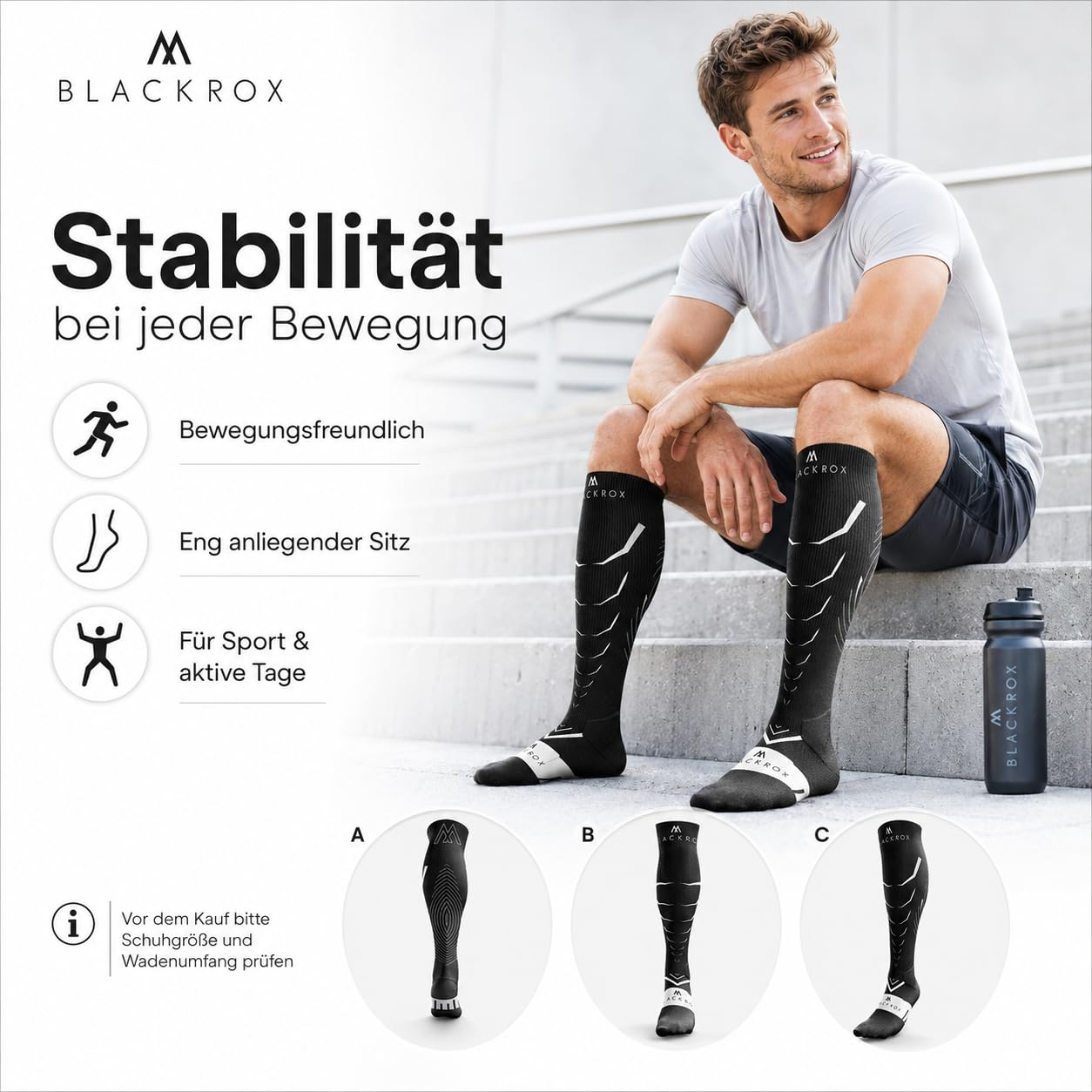 BLACKROX Kompressionsstrümpfe Sport VIPEROX Kompressionssocken Vergleichssieger Sportkompressionsstrumpf Laufstrümpfe Damen & Herren Lang Unisex