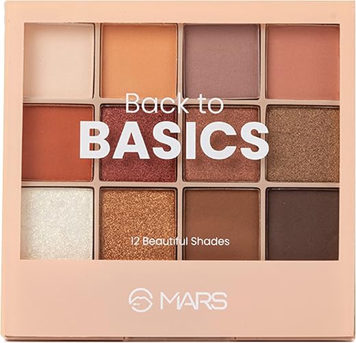 MARS 12 Shades Back to Basics Eyeshadow Palette with Free Applicator | Matte | Shimmer | Beginner Friendly &amp; Long Lasting ...