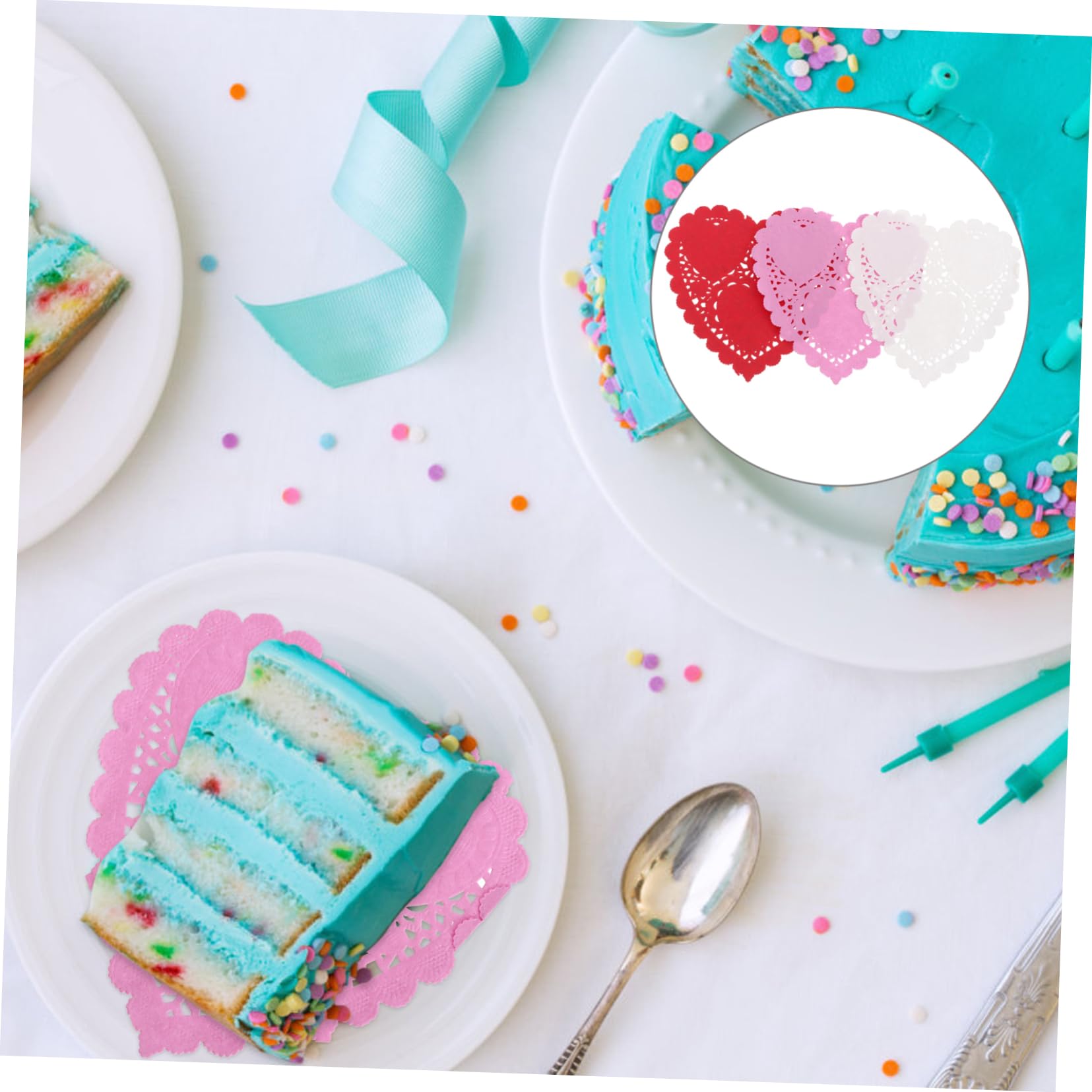 Ciieeo 300Sheets Mini Heart Paper Doilies Decorative Placemats for Valentine Day Weddings Birthdays and Theme Parties Oil Absorbing Non Stick