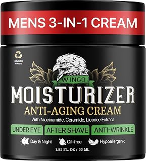 VIVALAB Men's Anti-Aging Face Moisturizer - Lightweight Non-Greasy Cream with Niacinamide, Collagen, Ceramides - After Shave Lotion Day & Night 1.85oz