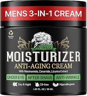 Mens Face Moisturizer Anti-Aging Cream - Lightweight After Shave Lotion for Men - Day & Night Hydrating Skin Care with Niacinamide Collagen Ceramides - Fast-Absorbing Non-Greasy 1.85oz