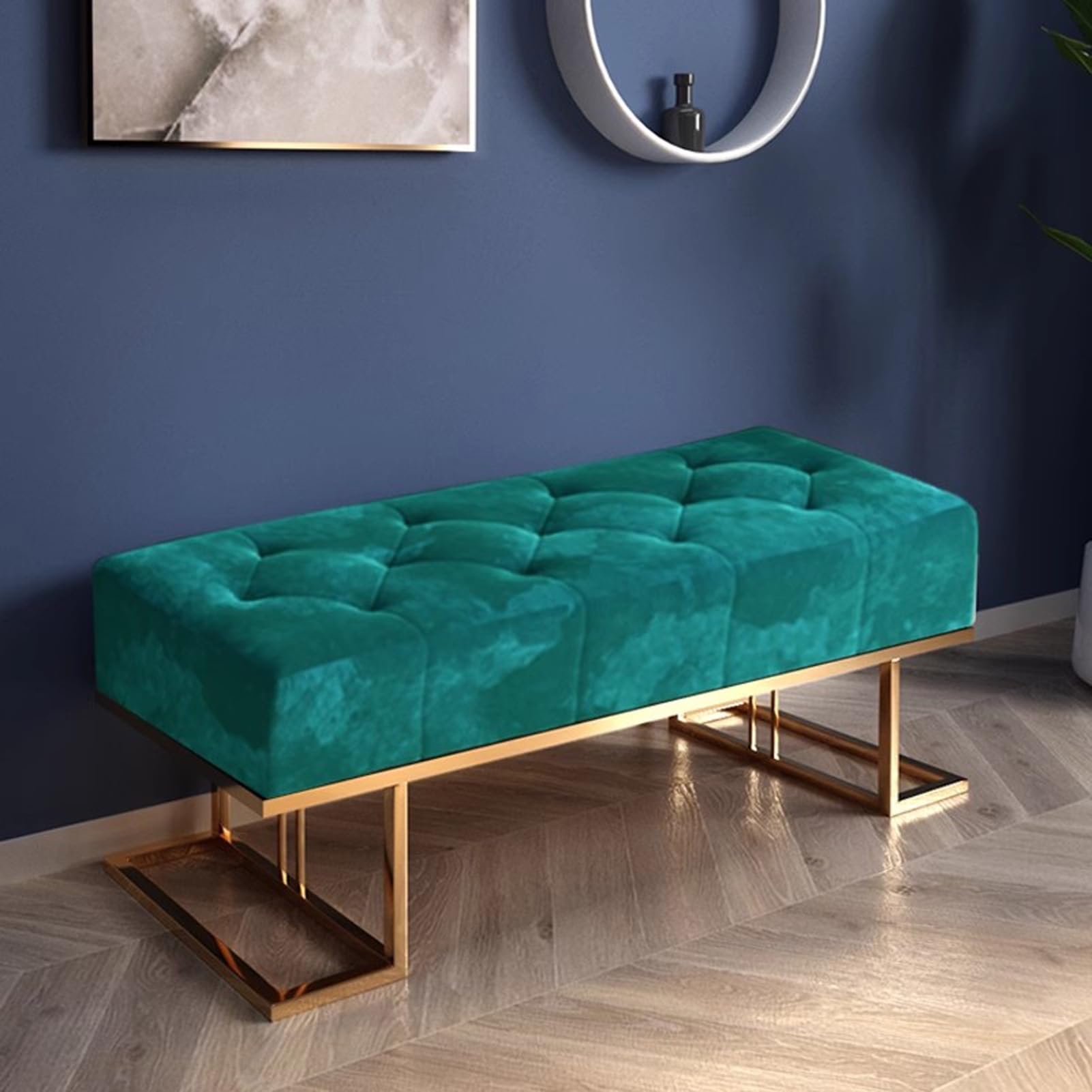Banc rembourré velours pour entrée confortable sans fatigue