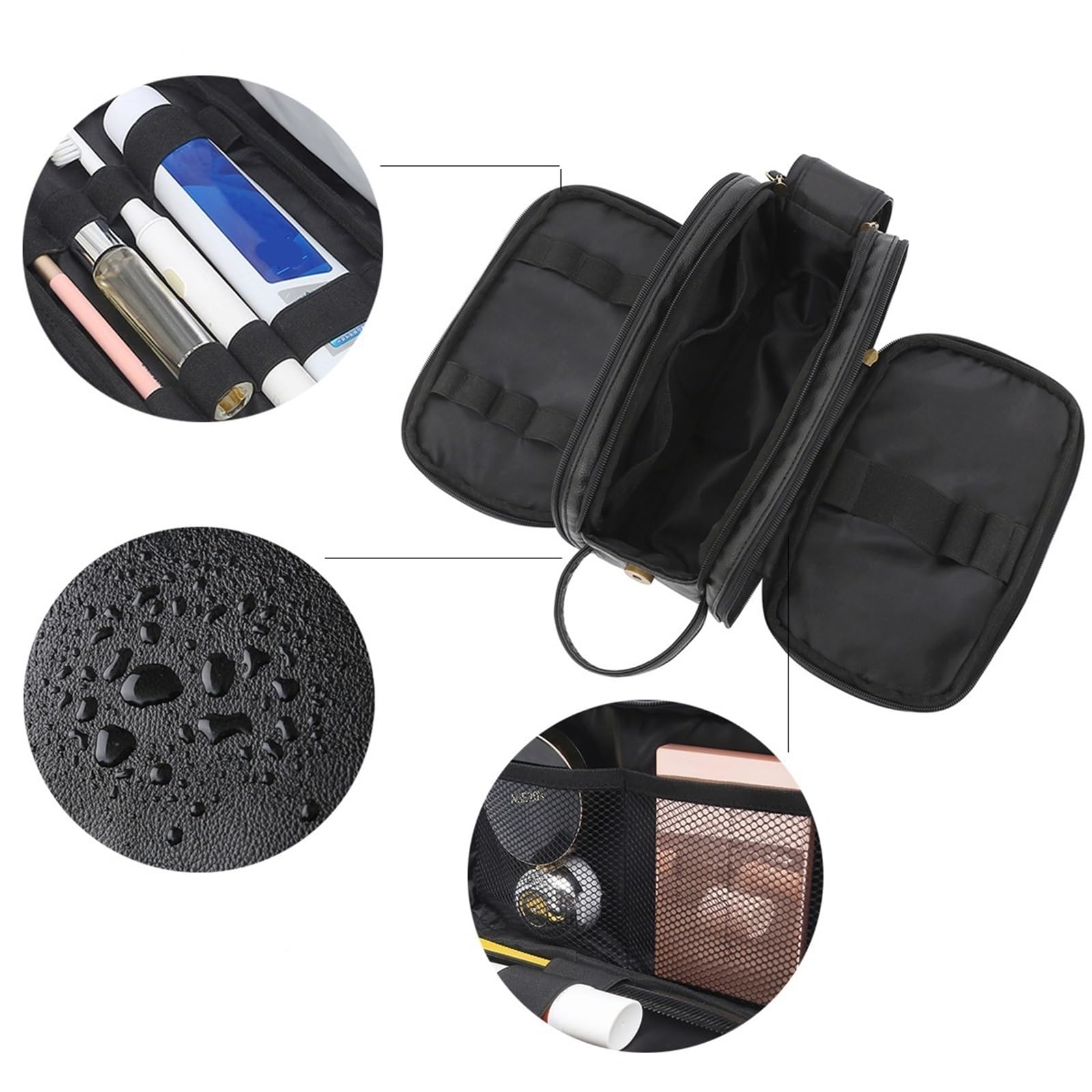 1 Neceser for Hombre, Grande, Resistente al Agua, for Viaje, for Afeitado, Organizador de artículos baño y cosméticos para Mujer(Brown)