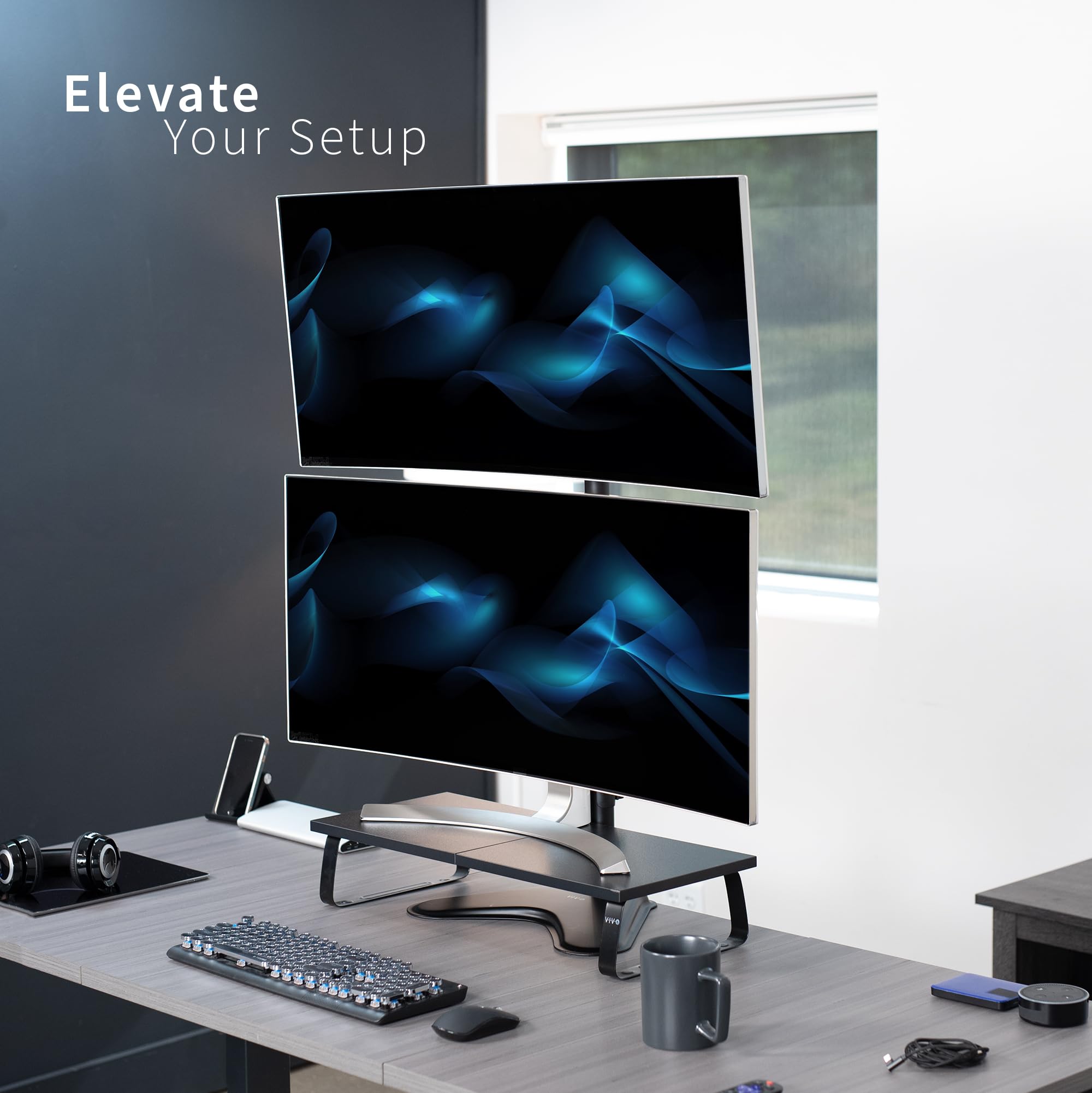VIVO Extra groß einzigen LCD-Computer-Monitor freistehende verstellbare Tischständer für einen Bildschirm 13" bis 27" (Stand-v011h)