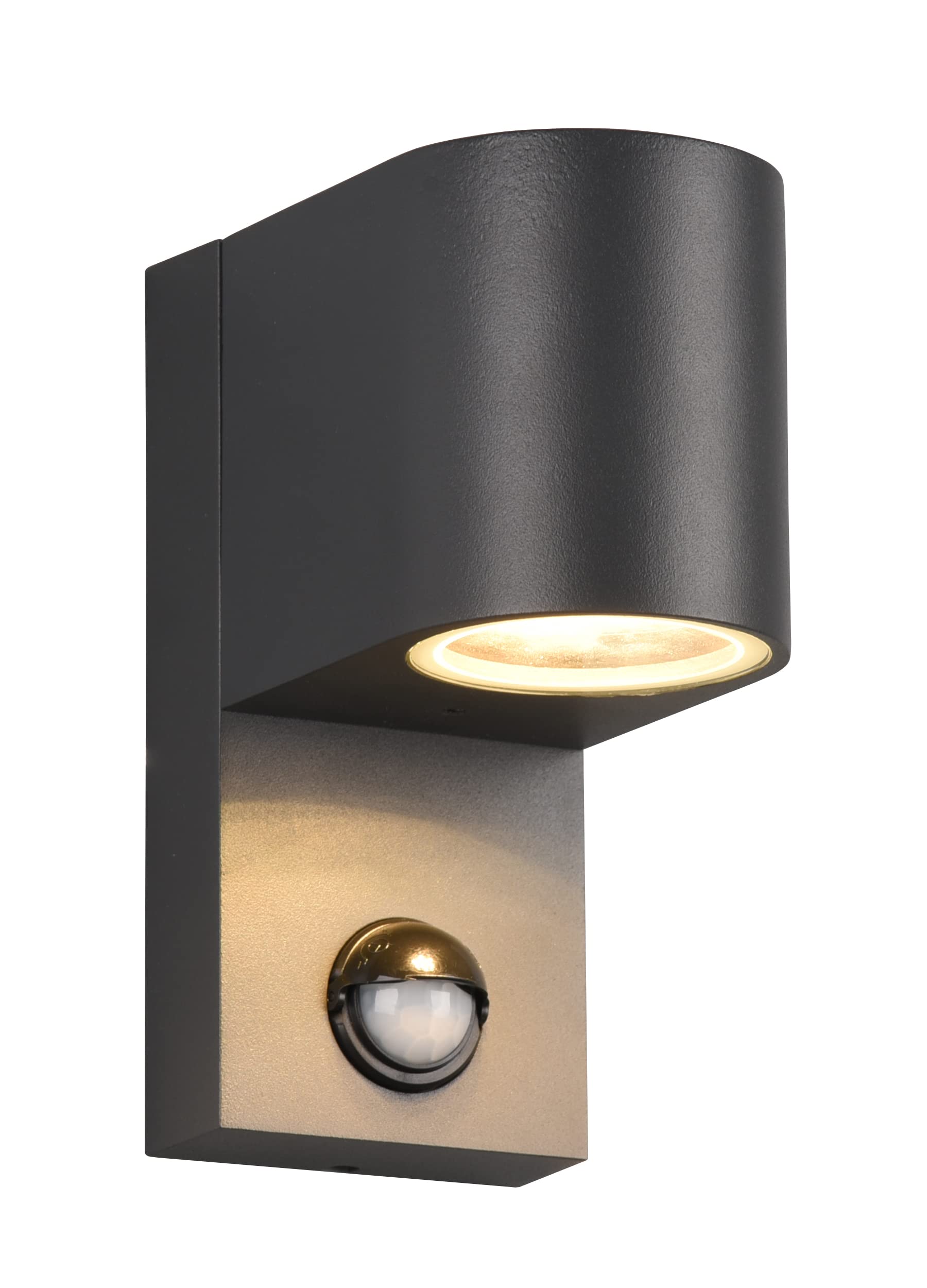 Trio Leuchten Außen Wandleuchte Roya 214260142, Aluminium Druckguss Anthrazit, exkl. 1x GU10, Bewegungssensor