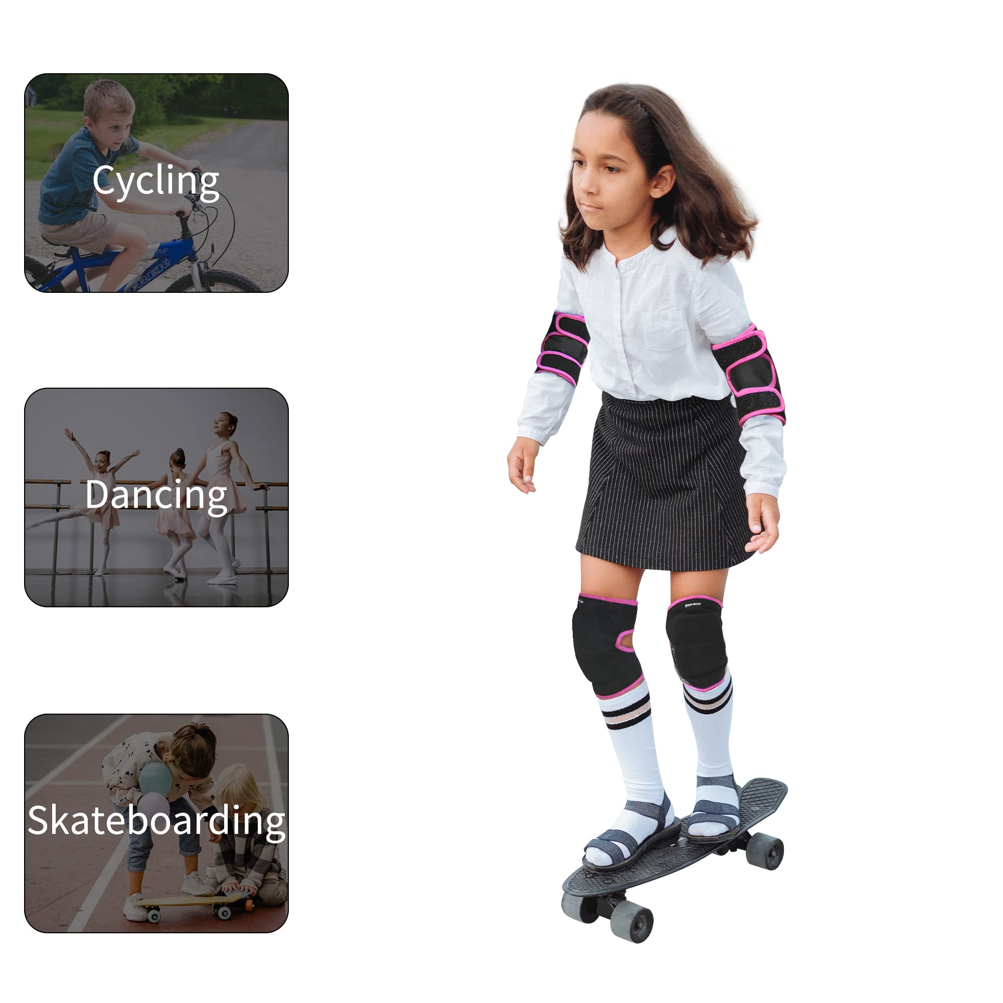 Genouillères Ajustable Garçons Filles Genouillère de Soutien avec Renforts SBR pour Vélo Danse Volleyball