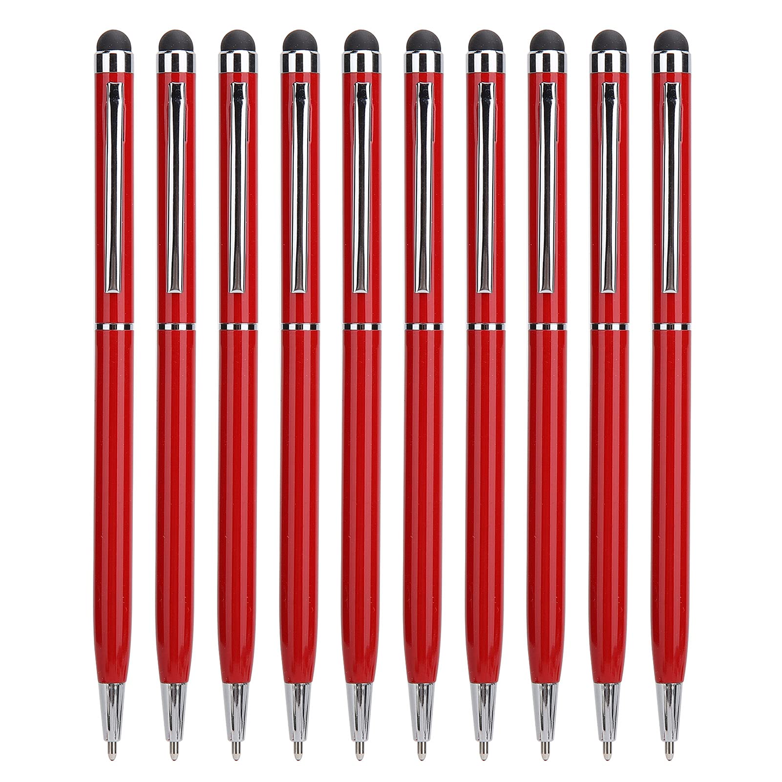 10PCS Stylus Pens, 2 in 1 Ballpoint Pens Touch Screen Pen Tablet Pen Capacitive Stylus Pen Computer Accessories for Phone Tablet (Hard Red)