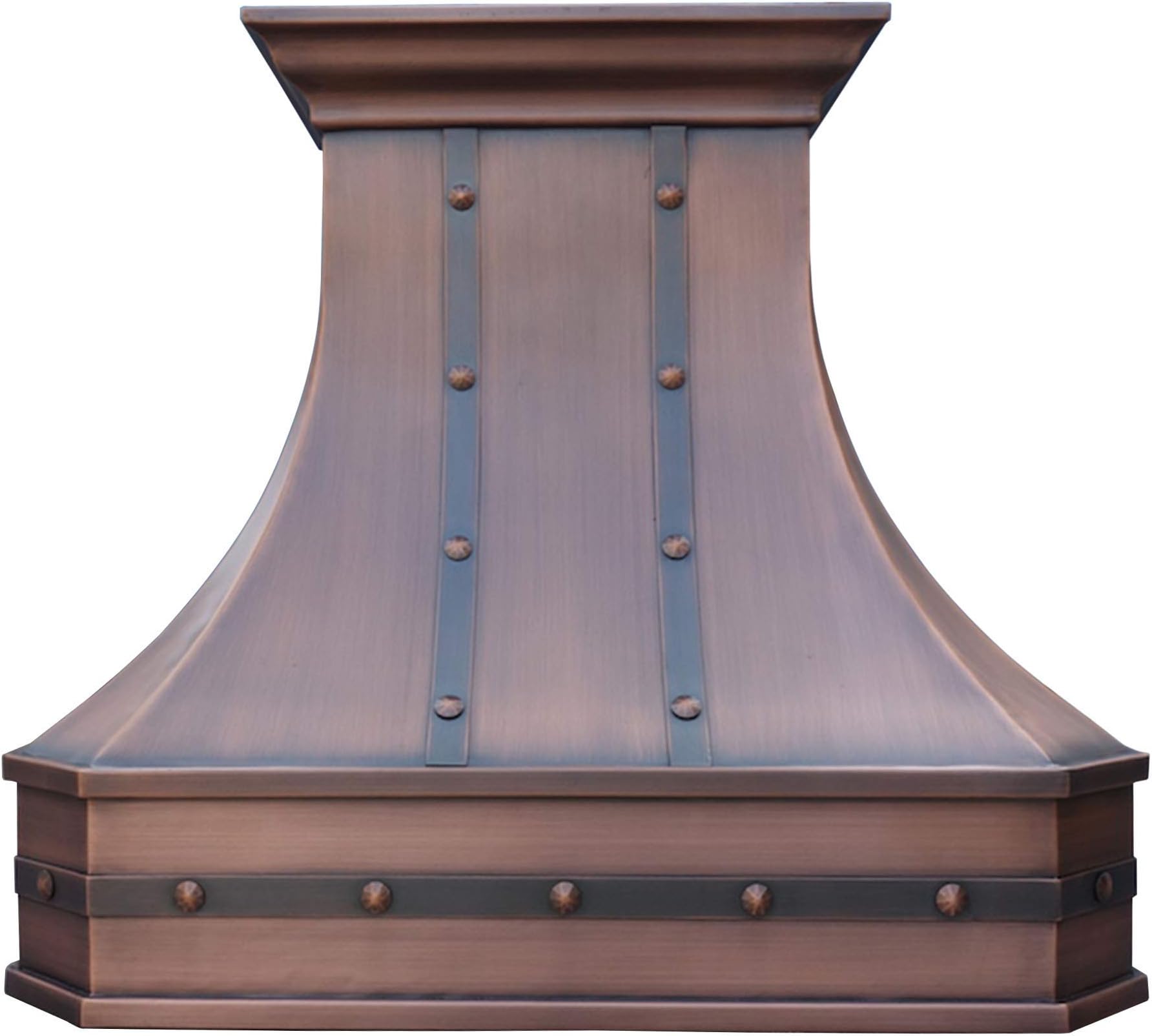 SINDA 30"W x 36"H Island Mount Classic Hammered Solid Copper Range Hood with High Airflow Cenrtifugal Blower, Stainless Steal Vent with Liner and Internal Motor, Baffle Filter, H3STRBCI3036