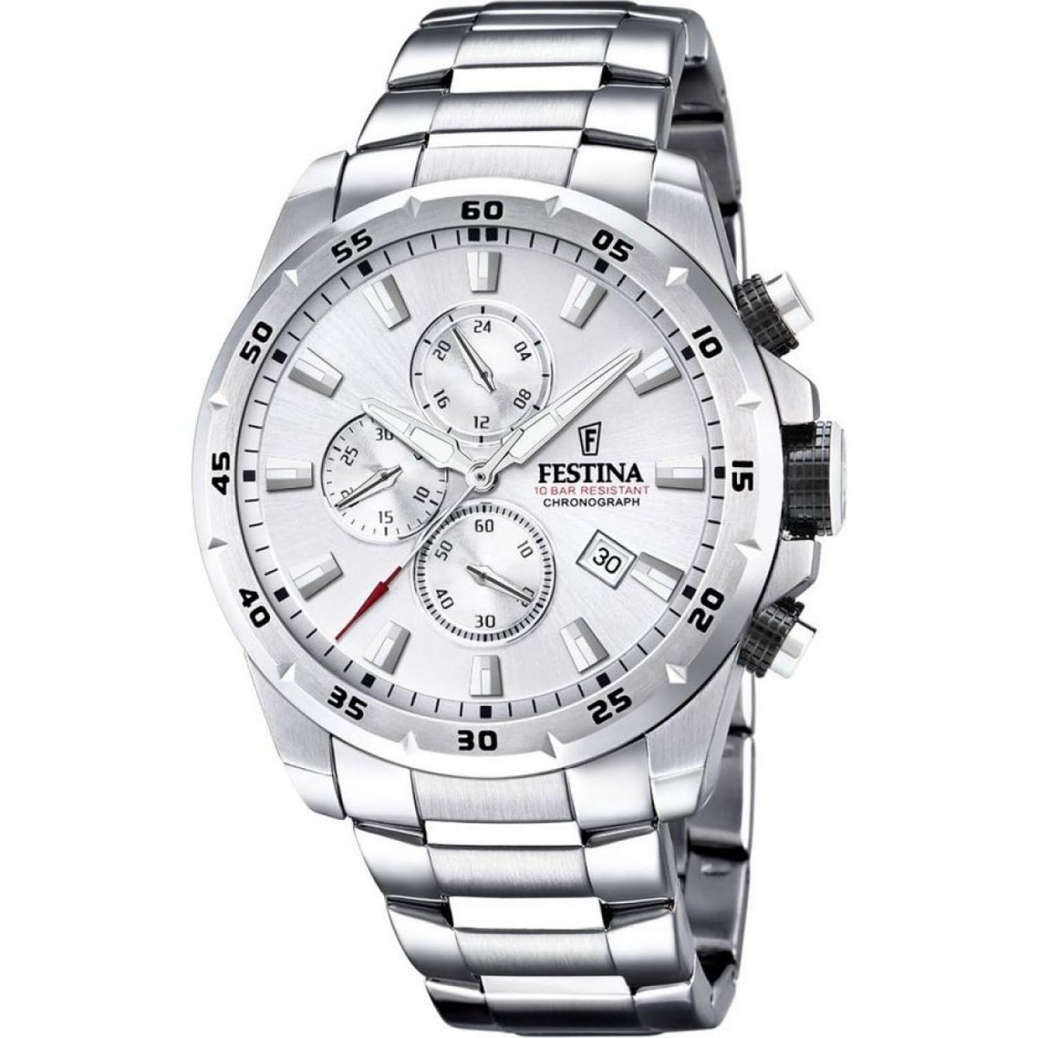 Festina Orologio Uomo Analogico in Acciaio Inossidabile 316L - Movimento al Quarzo - Cronografo - Calendario - Vetro Minerale ad Alta Resistenza - Impermeabile 10 ATM - Casual F20463/​1 Chrono Sport