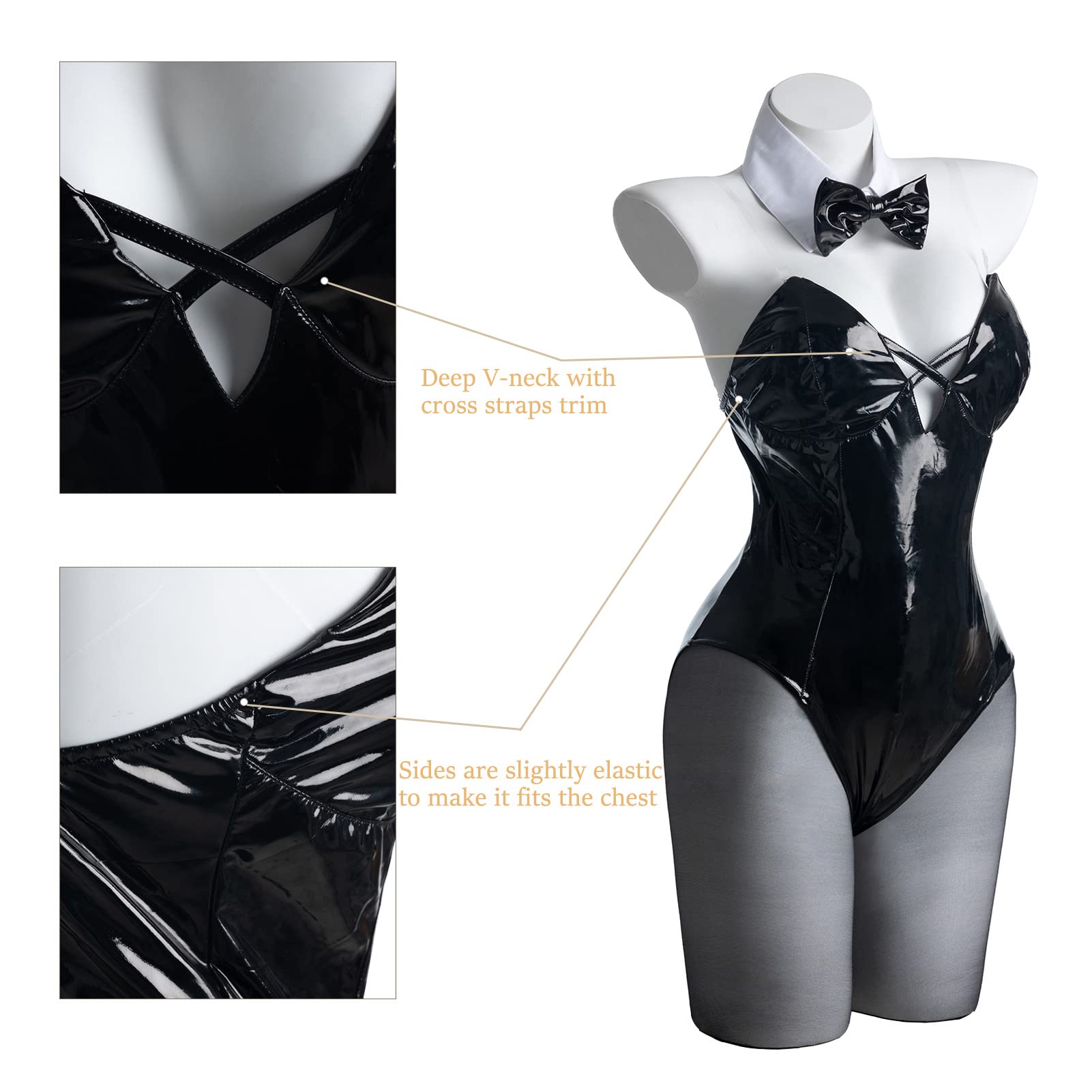 CR ROLECOS Bunny Costume Women Bunny Suit Cosplay Lingerie Adult Halloween Costumes: Black Bunny - Cross Strap Style 3X-Large