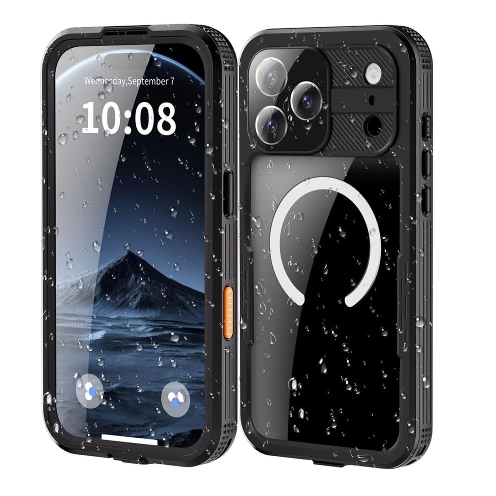 Etui na iPhone'a 17 Pro Max/17 Pro/17 Air/17, wodoodporne, pełne pokrycie, odporne na wstrząsy, magnetyczne etui (czarne, 17 Pro)