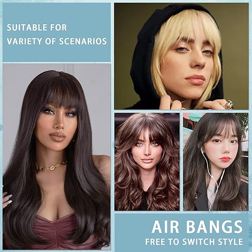 Miniatura 6 de Flequillo con clip, extensiones de cabello humano francés, flequillo rubio con flequillo con sienes para mujer, flequillo curvado para uso diario