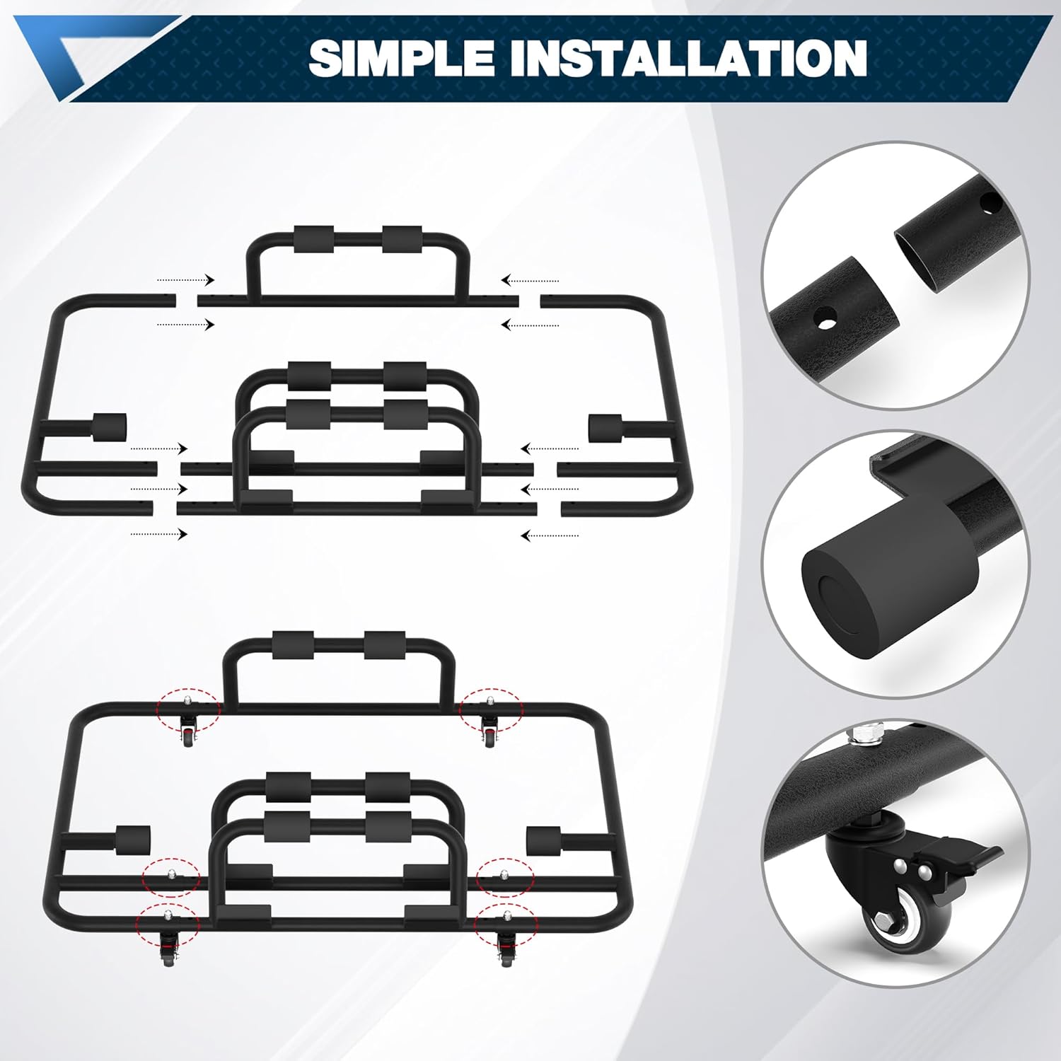 Jeep Hardtop Storage Rack for Wrangler CJ-7 YJ TJ JK JL (1976-2025), Rolling Carbon Steel Hard Top Storage System with Wheels