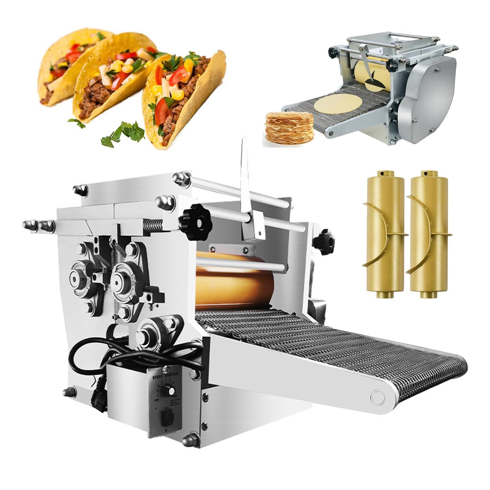Tortilla de grosor ajustable, perfecta para tacos, roti y chapatti, ideal para familias y restaurantes