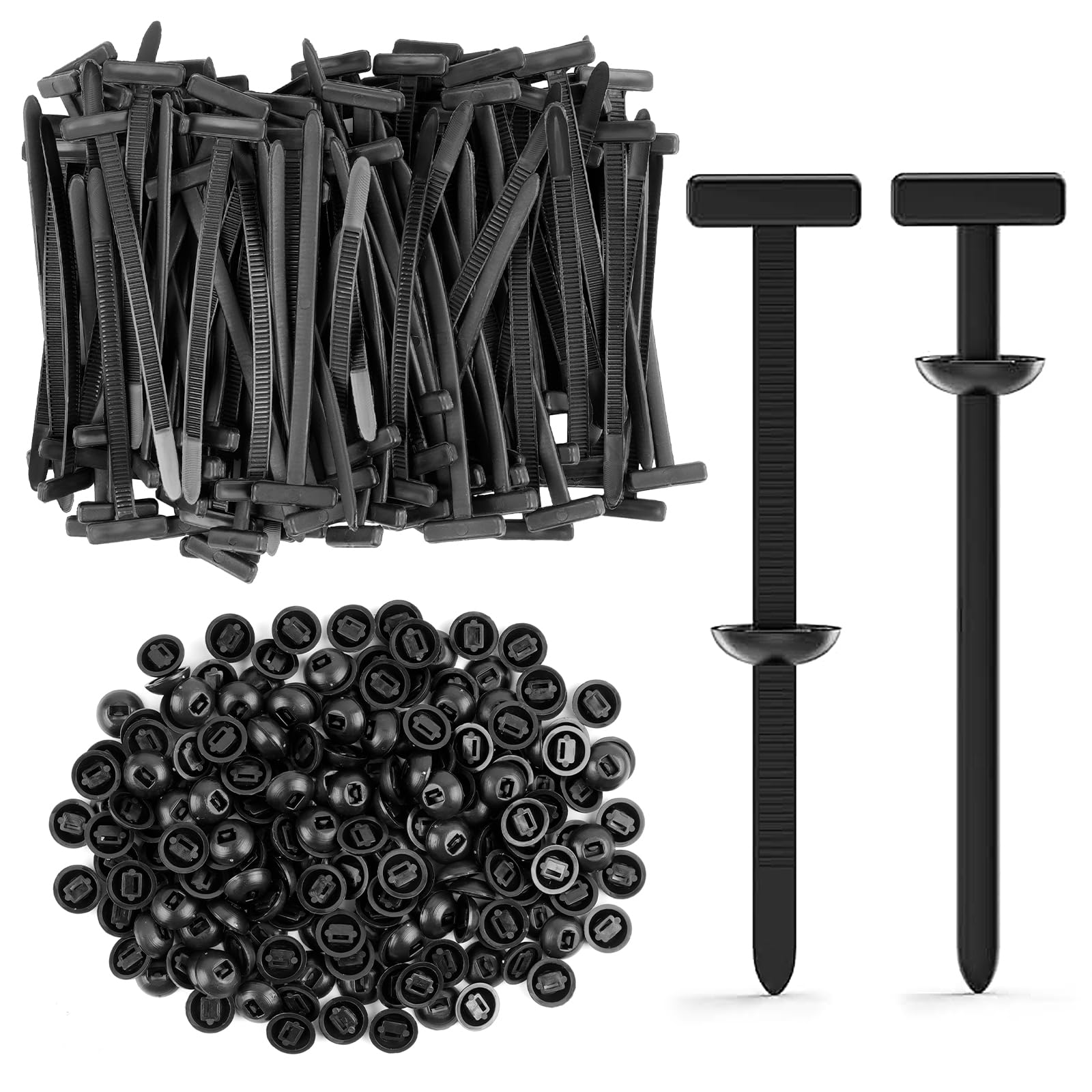 Akamino 400 Pcs Nylon Universal Cable Tie Buckle, Self-Locking Zip Ties Heavy Duty Plastic Cable Tie with Pin & Button, Multipurpose Cable Clips Cables Holder for Quick Fastening,Car Daily Fixing