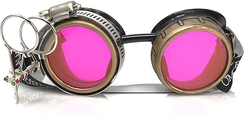 Miniatura 7 de Lentes estilo victoriano Steampunk con diseño de brújula lentes de colores y lupa ocular