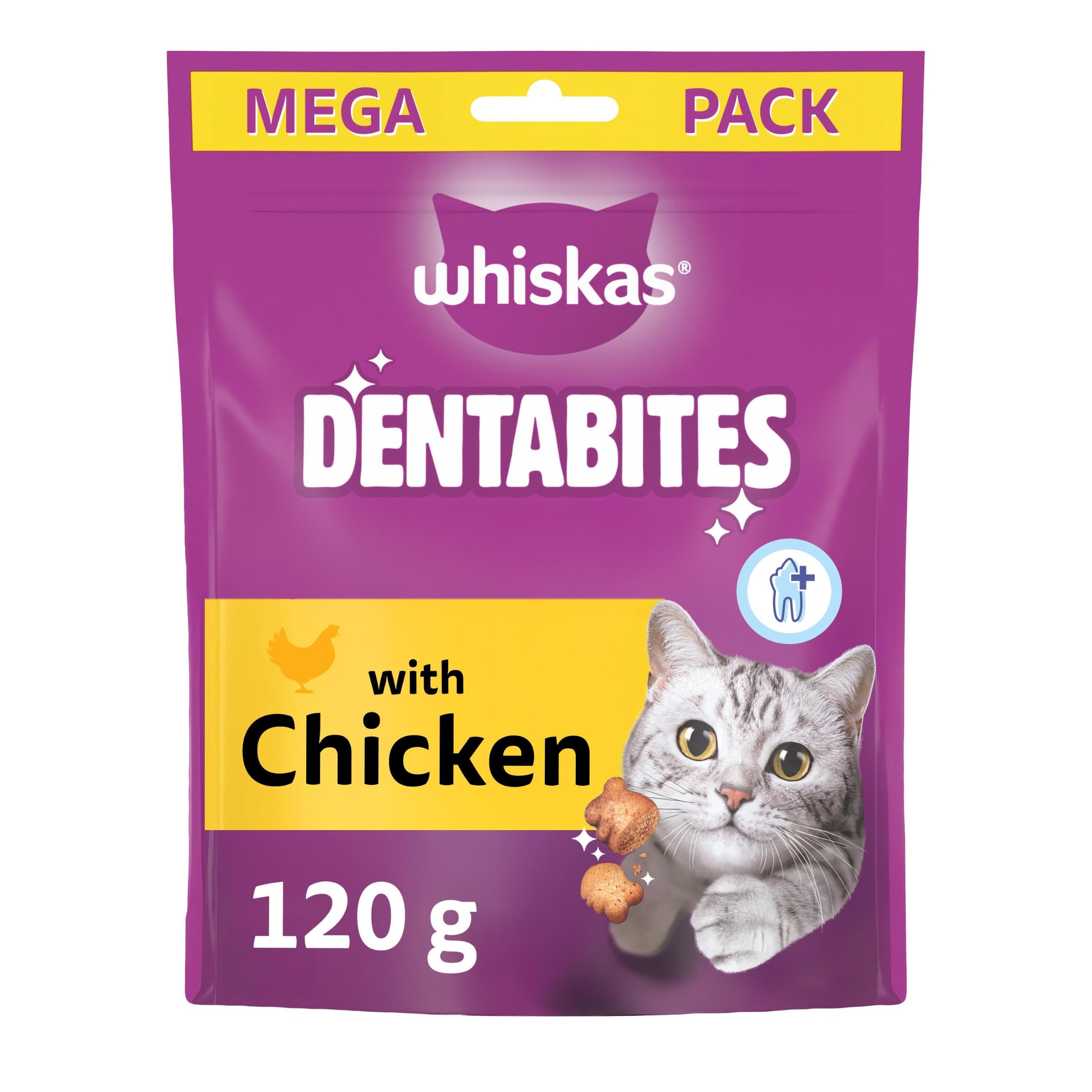 WHISKAS Dentabites Adult Cat Treats with Chicken 4 x 120g