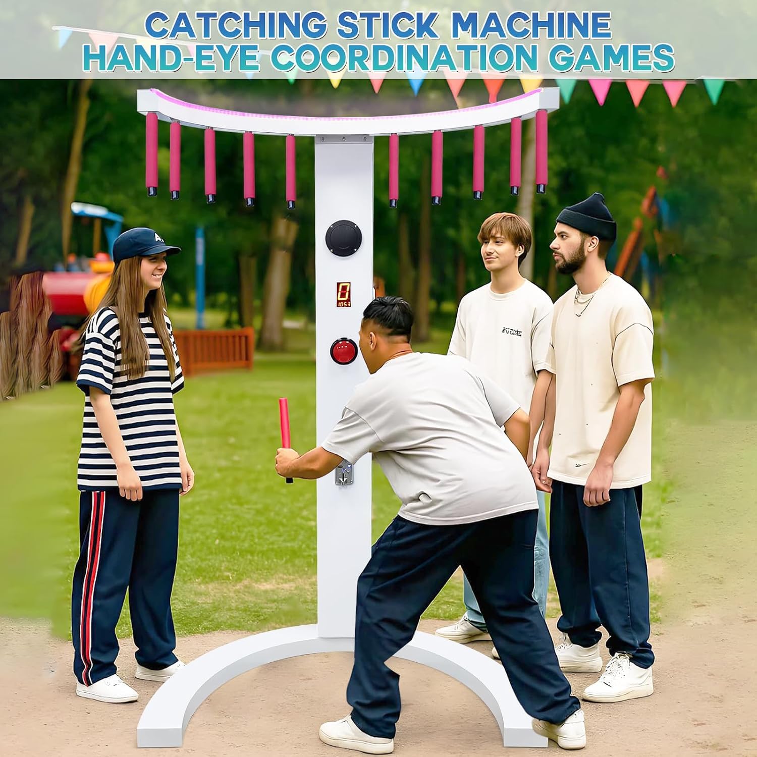 Arcade-spielautomat, Fangstabspiel Zur Förderung Der Hand-Augen-koordination, Reflex-Sticks, Fangstab-Arcade-Spiel Zur Miete, Für Partys, Veranstaltungen, Karneval Und Bars White