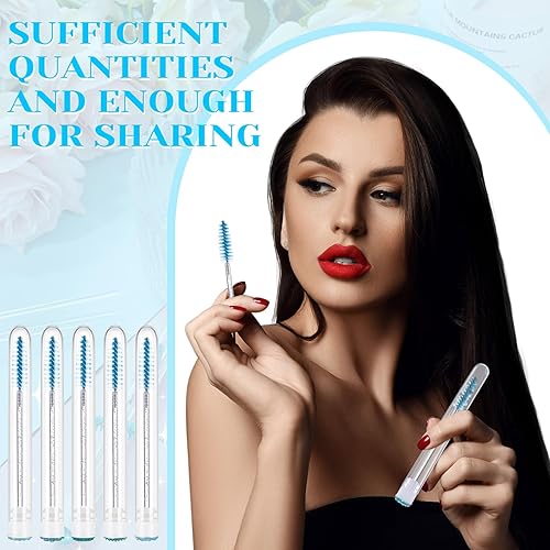 Miniatura 4 de Juego de 200 tubos de varita de rímel, 100 carretes de pestañas para extensiones de pestañas, 100 piezas de cepillo de rímel vacío de diamante,
