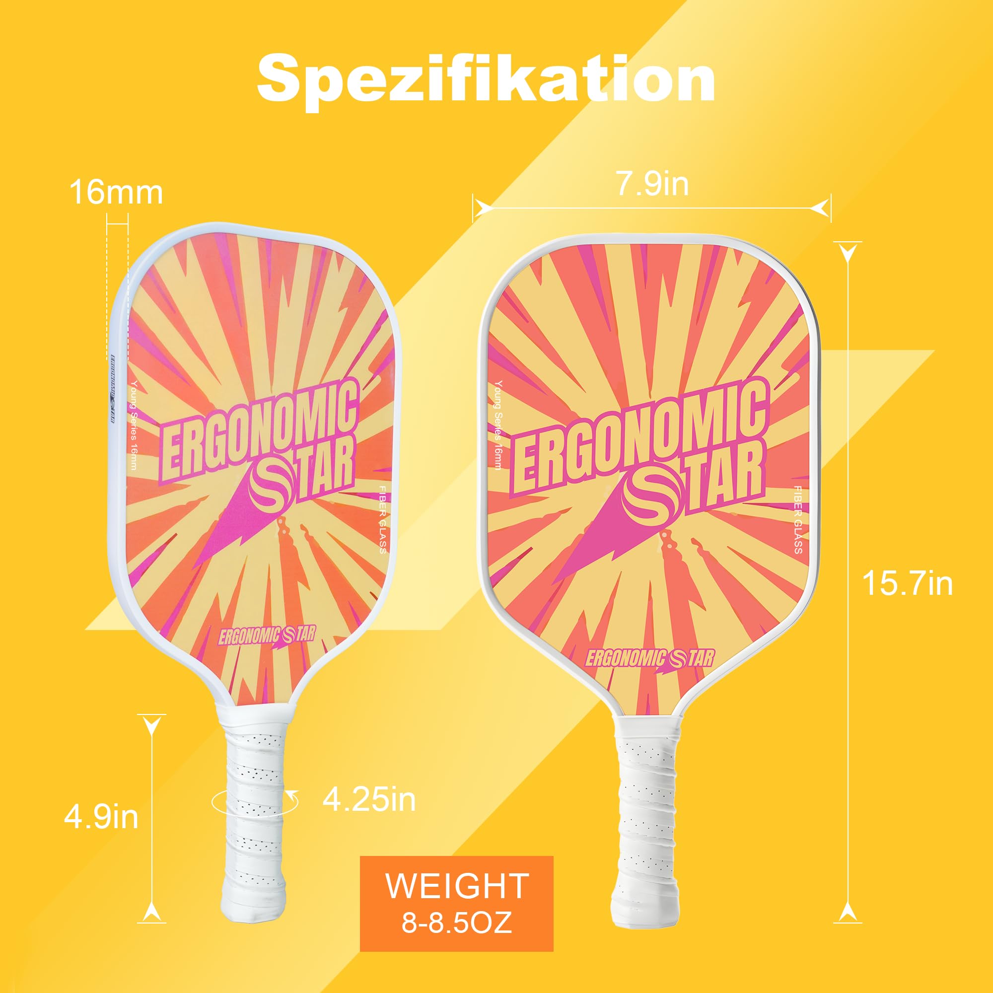 Pickleball Set Fiberglas Pickleball Schläger mit 4 Bällen und Tragetasche Paddel Schutz, Leicht Pick-up-Schläger für Anfänge Drinnen und Draußen