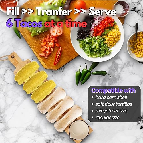 Miniatura 3 de Soportes para tacos de fiesta, estante de presentación de paquetes de tacos, bandeja de madera para tacos, cuenco de inmersión, esencial para bar de