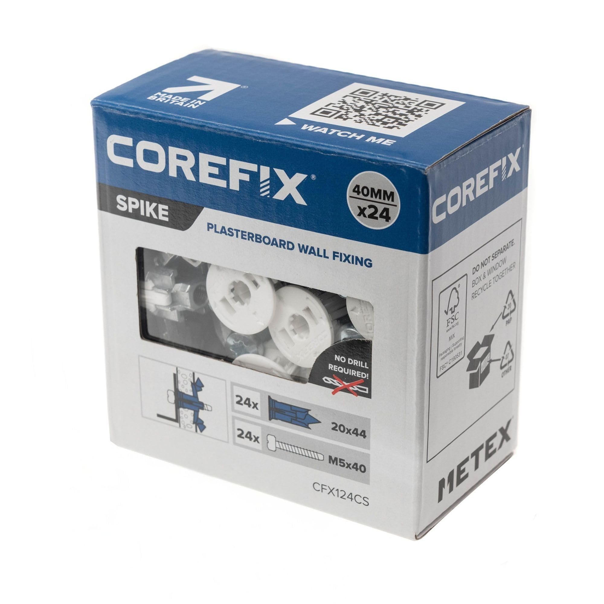 Fixation plaque de plâtre Corefix Spike lot de 24 ancrages muraux avec vis M5 - 8