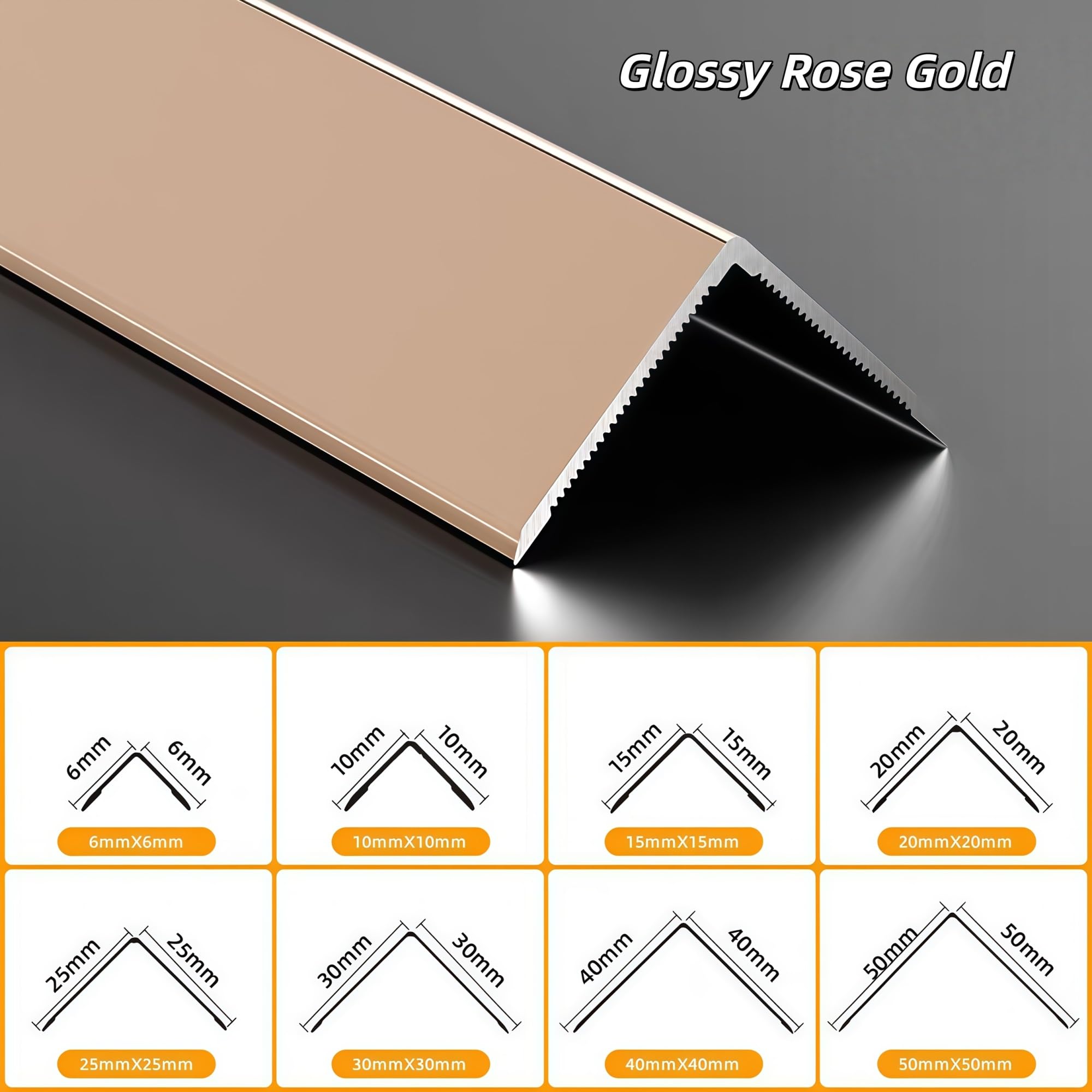 Tira autoadhesiva de aluminio en forma de L, 15 x 15 mm, 2,5-15 m de longitud, impermeable y resistente a la humedad, protector de bordes de pared, moldura de suelo (secciones de 1,25 m)