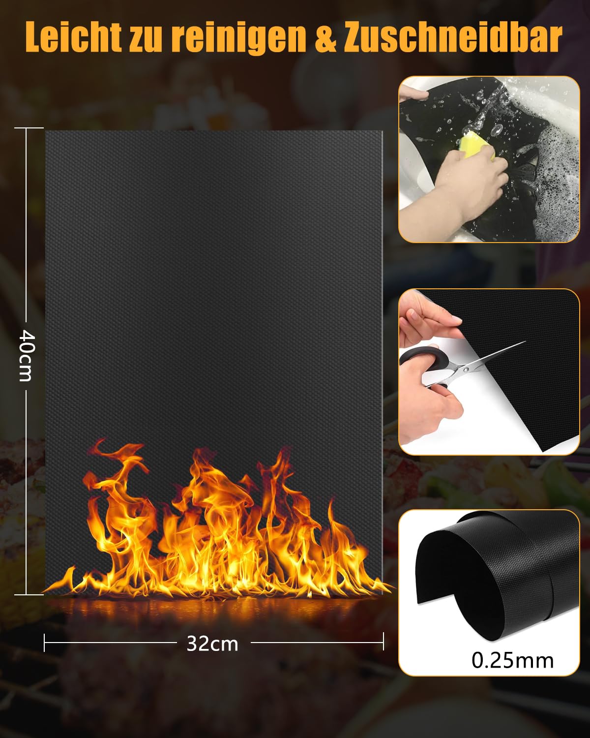 5 stuks grillmatten, anti-aanbakrooster, grillmat, 42 x 36 cm, teflon net, grillrooster, herbruikbaar, voor gasgrill, houtskool, elektrische grill, oven, koken, luchtfriteuse