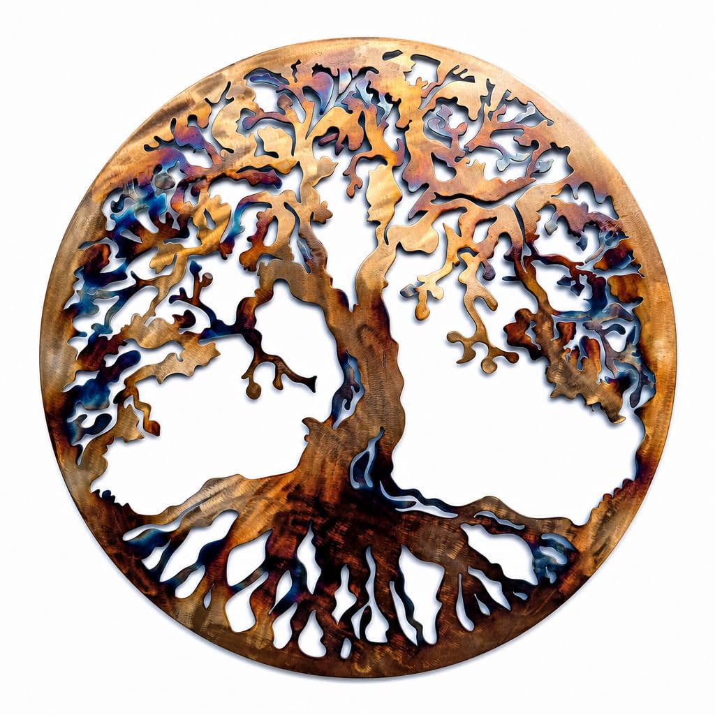 MetalArtWallDecor Arbre de Vie, la Chaleur de Couleur 69,8 cm Décoration Murale en métal