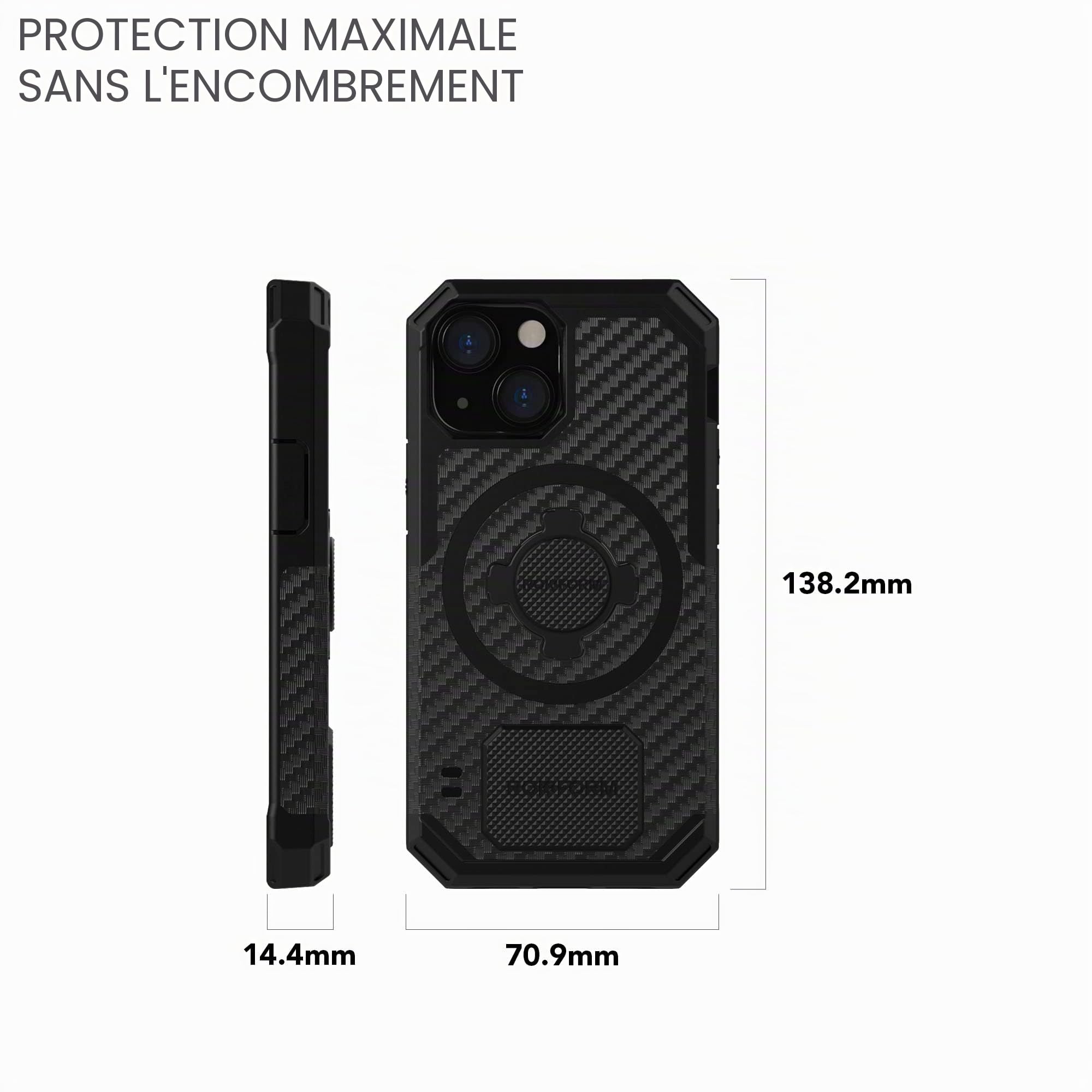 Rokform - Coque pour iPhone 13 Mini, série robuste, compatible avec Dual Magnet Plus MagSafe, protection magnétique Apple Gear, coque pour iPhone avec verrouillage RokLock Twist Lock, armure testée en