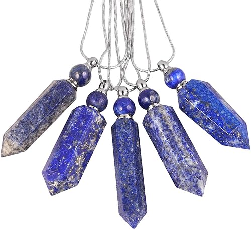 Miniatura 4 de TUMBEELLUWA Collar con colgante de piedra de aromaterapia con difusor de aceites esenciales, unisex, collar de piedras preciosas de punto de cristal