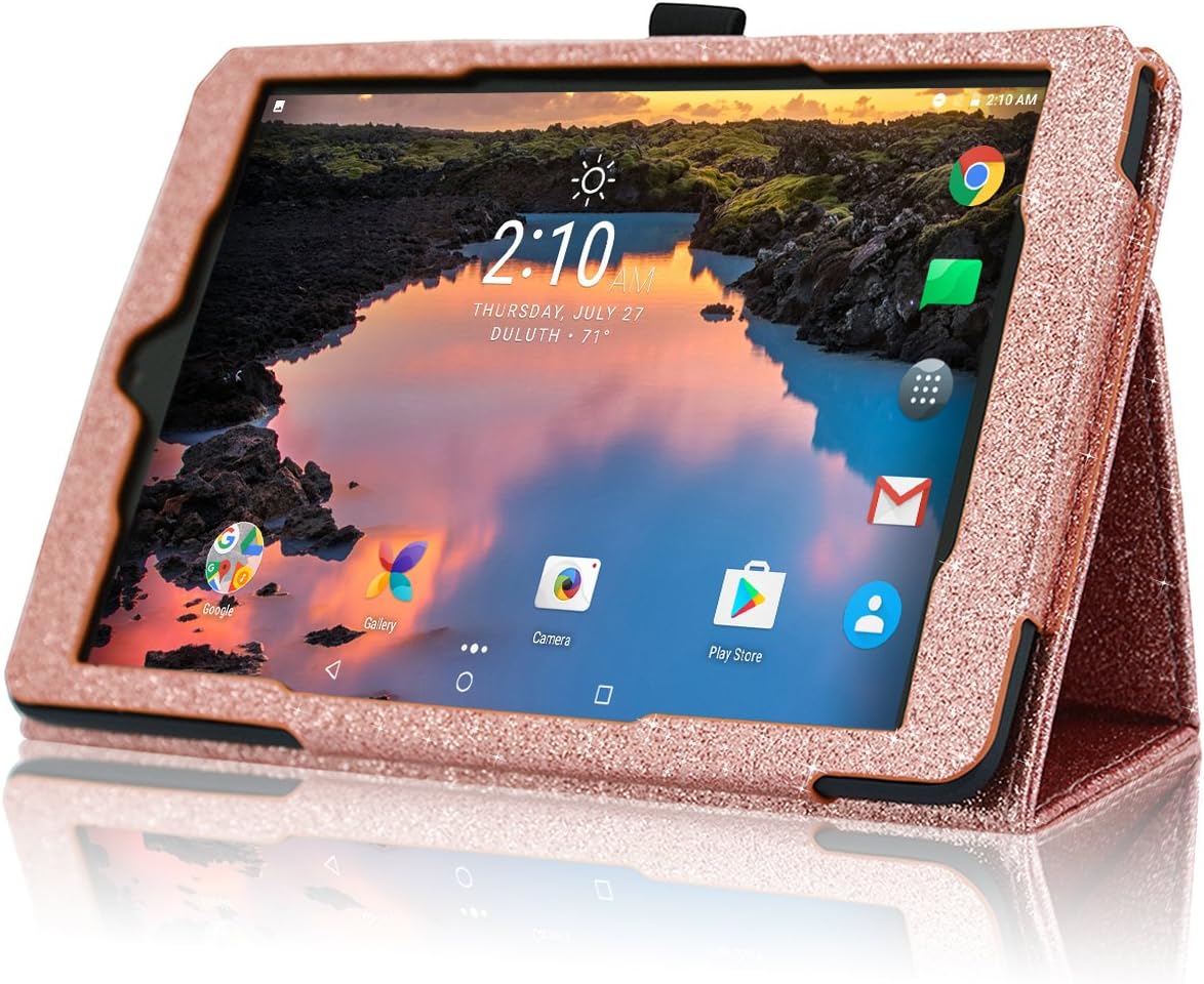 ACdream Case for Alcatel A30 8 Inch Tablet Case, Premium PU Folio Leather Tablet Case for Alcatel A30 8 Inch Tablet (2017 Version), Rose Gold Star of Paris