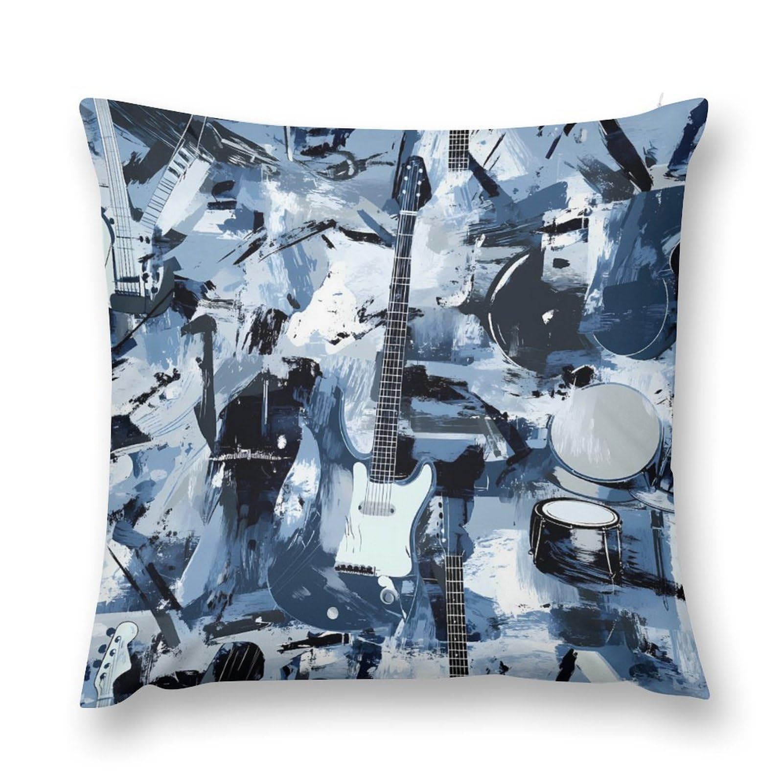 Camouflage Guitar Drums Decorative Throw Pillow Covers Plush Cushion Protect Case for Sofa Bedroom 18 