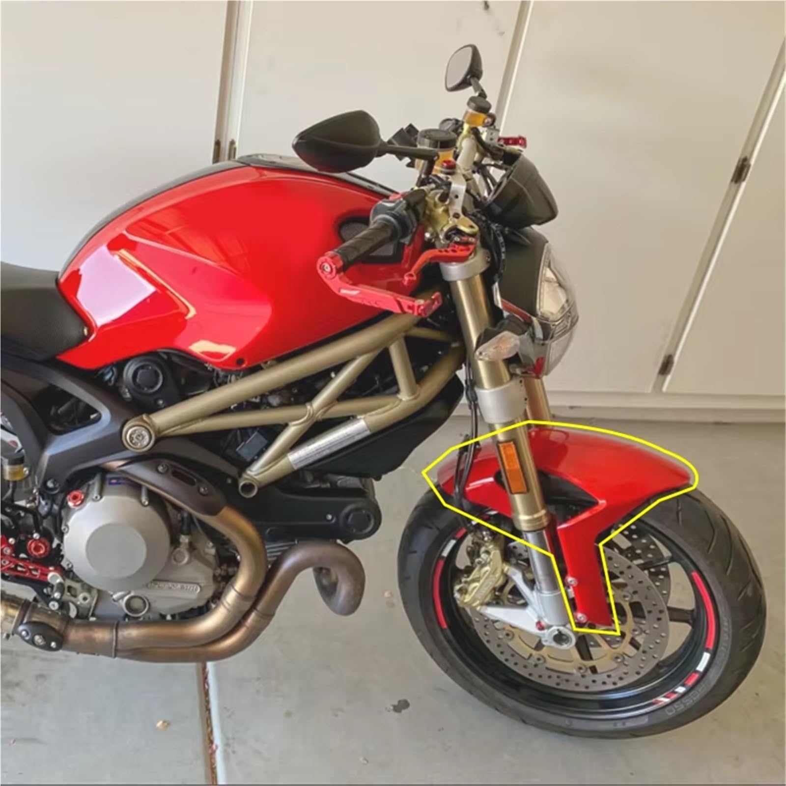 Moto Parafango Per Ducati Per MONSTER Per 696 Per 795 Per 796 Per 1200 Per S4R Per 1100 Per 1100S Per 848EVO Parafango Anteriore Moto Moto Fender(Carbon Fiber Look)