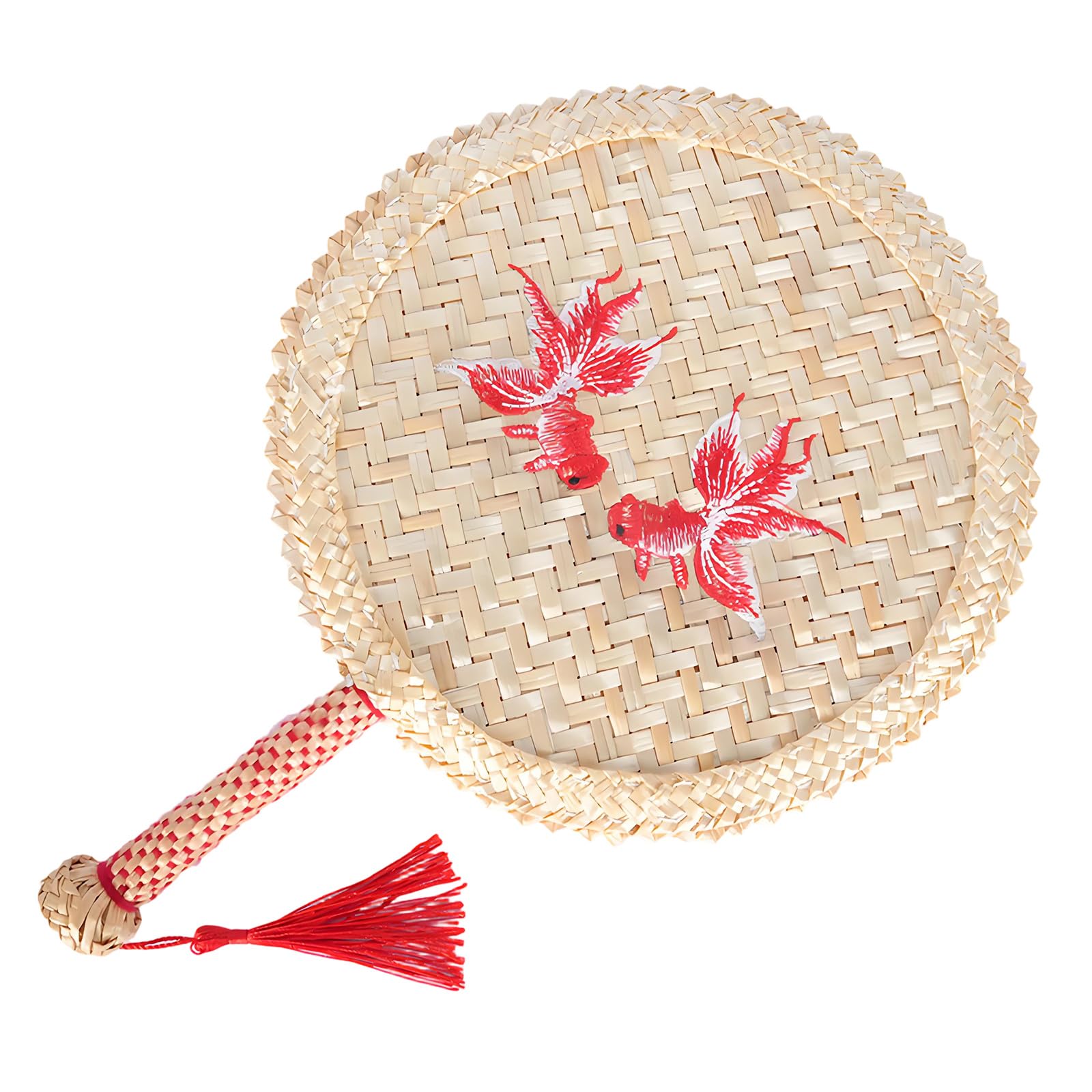 Kaeltsyn Practical Artistic Wheat Straws Weaving Fan Handcrafted Wheat Straws Texture Suitable for Children and Home Aesthetic Traditional Handcrafted