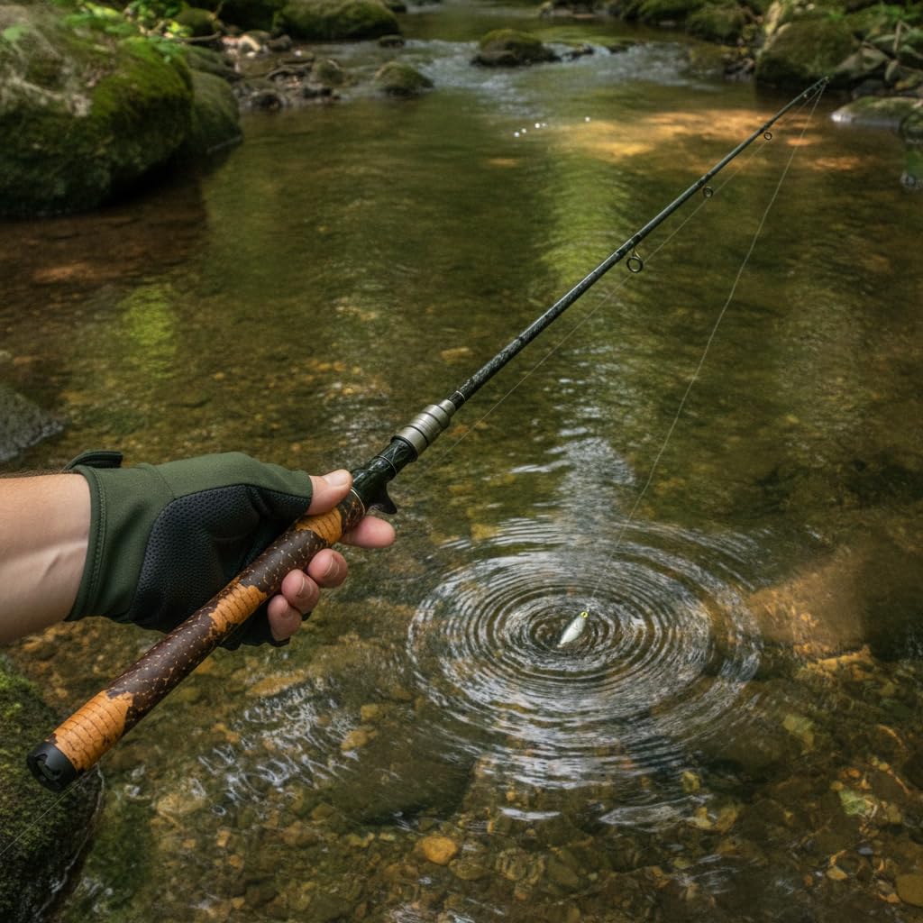 Canna da Pesca a Lure, Azione Rigida | Fibra di carbonio - 2 sezioni - design snake skin - metallo - gomma - per outdoor - da