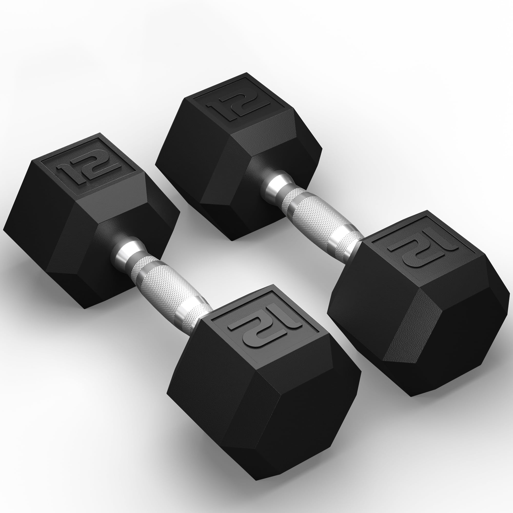 GRETERST Zestaw hantli powlekane gumą sześciokątne obciążniki do rąk ćwiczenia i fitness do domowej siłowni treningów siłowych sprzęt do treningu siłowego, czarny, 5,4 kg